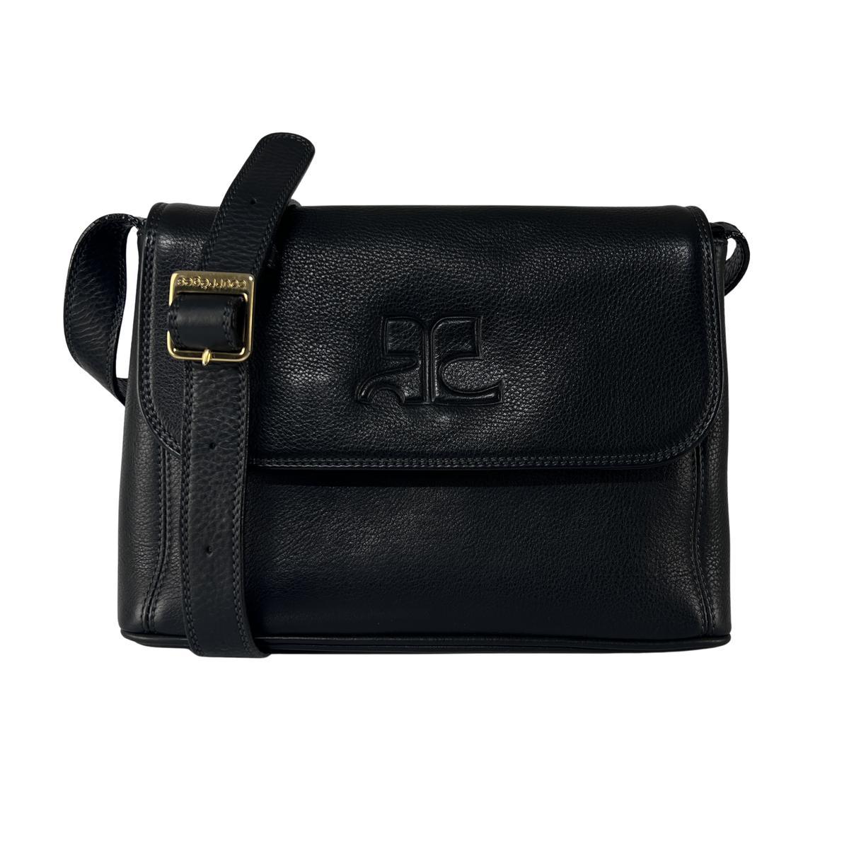 COURREGES Camera black leather handbag