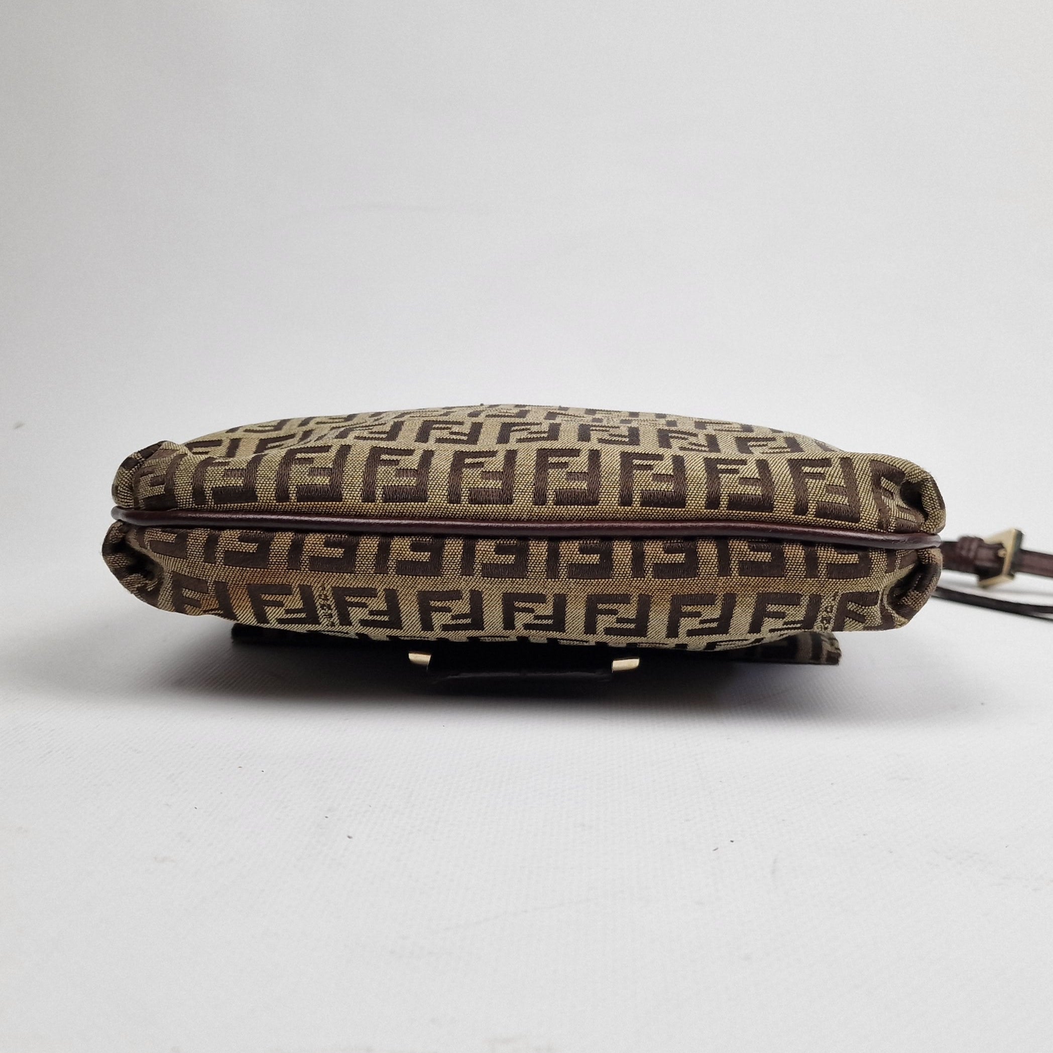 Sac à main FENDI Zucca toile et cuir marron