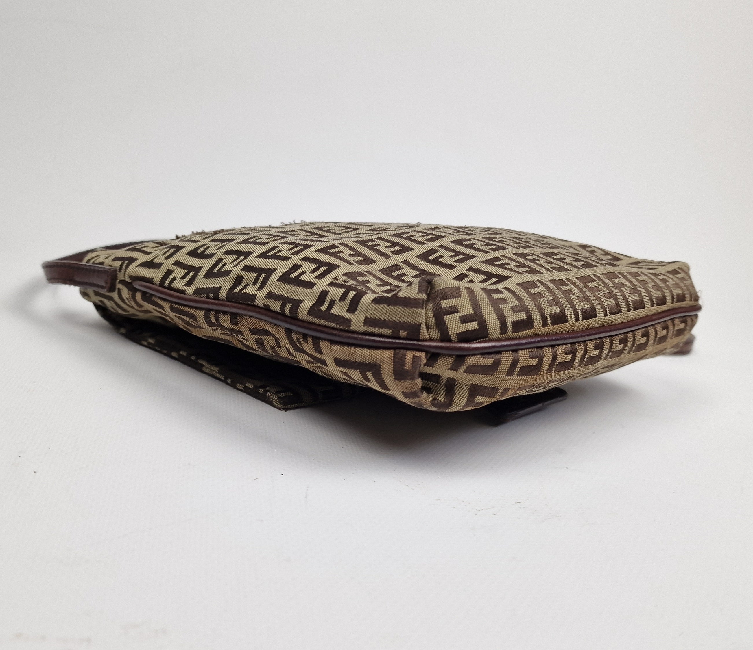 Sac à main FENDI Zucca toile et cuir marron
