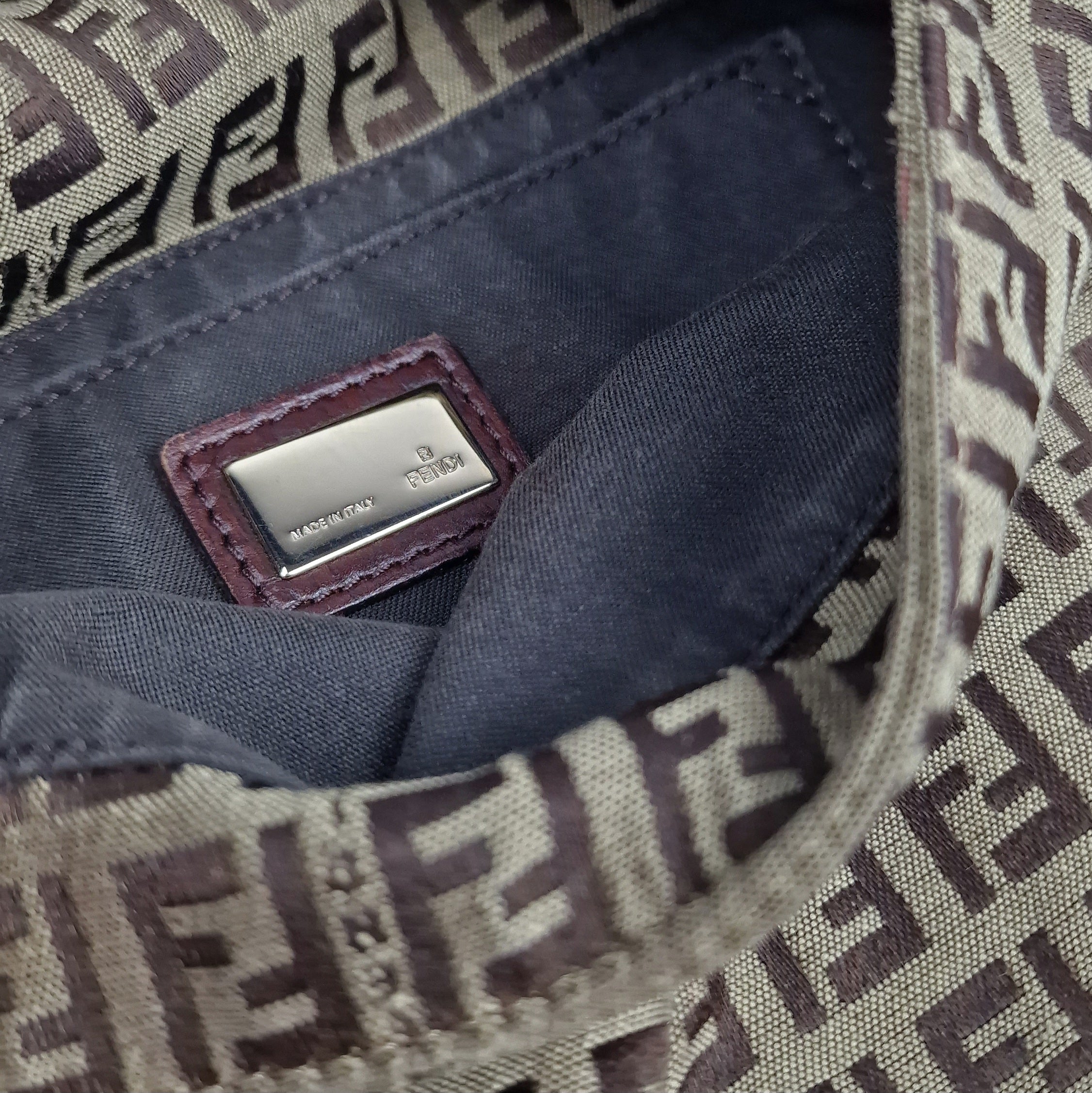 Sac à main FENDI Zucca toile et cuir marron