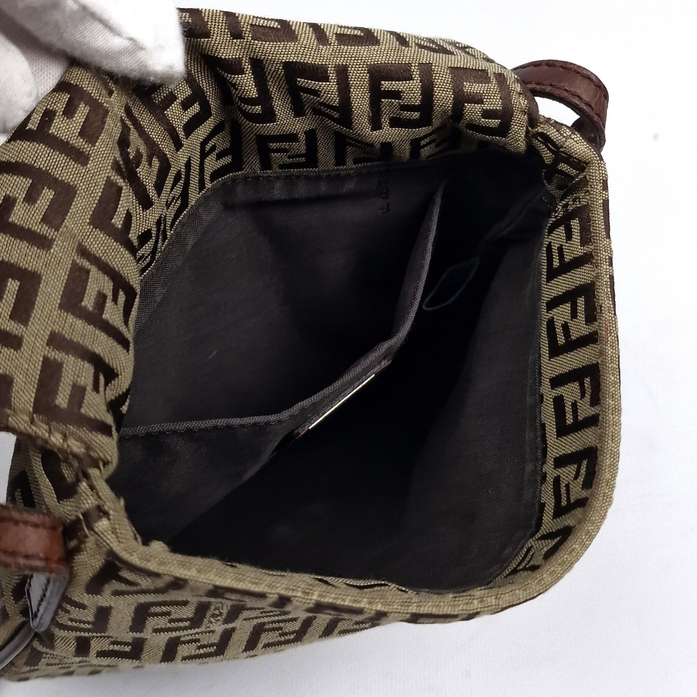 Sac à main FENDI Zucca toile et cuir marron