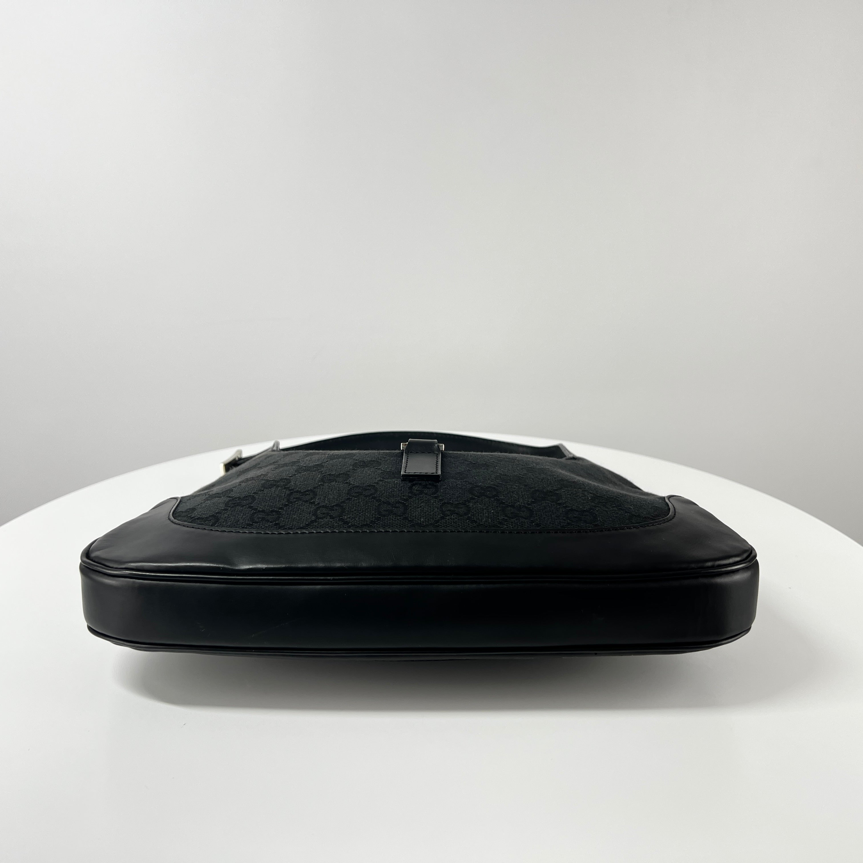 GUCCI Jackie canvas and black leather handbag