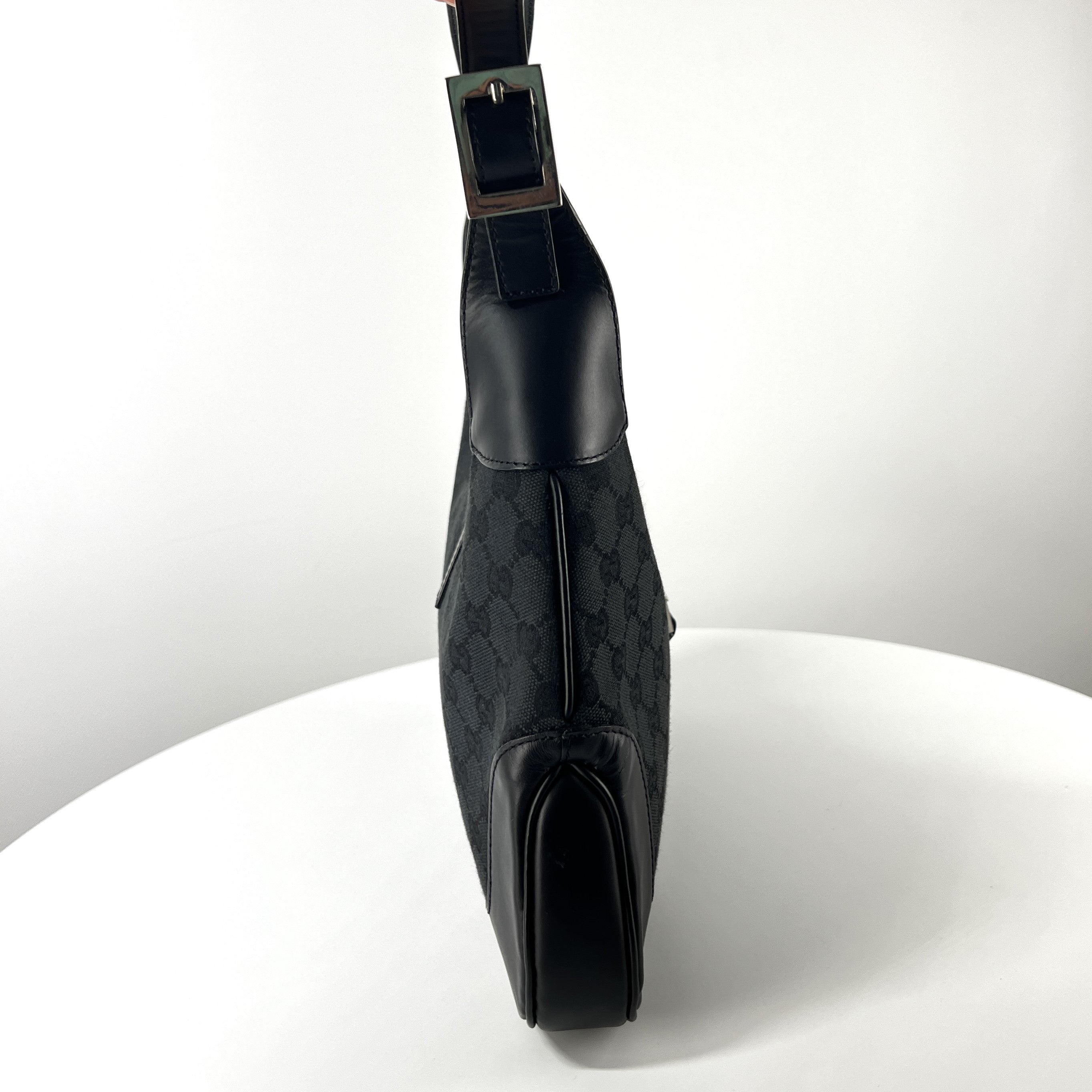 GUCCI Jackie canvas and black leather handbag