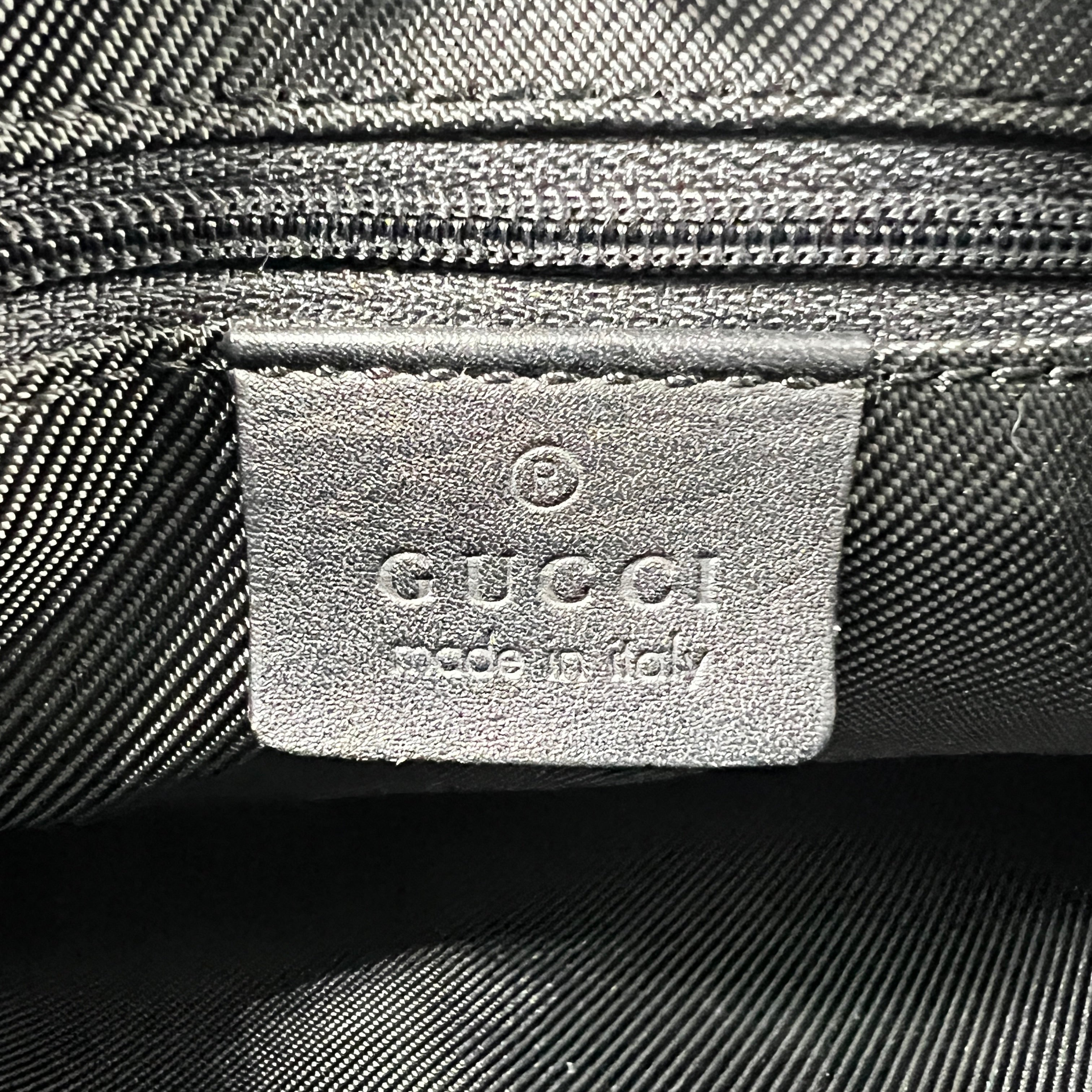 GUCCI Jackie canvas and black leather handbag