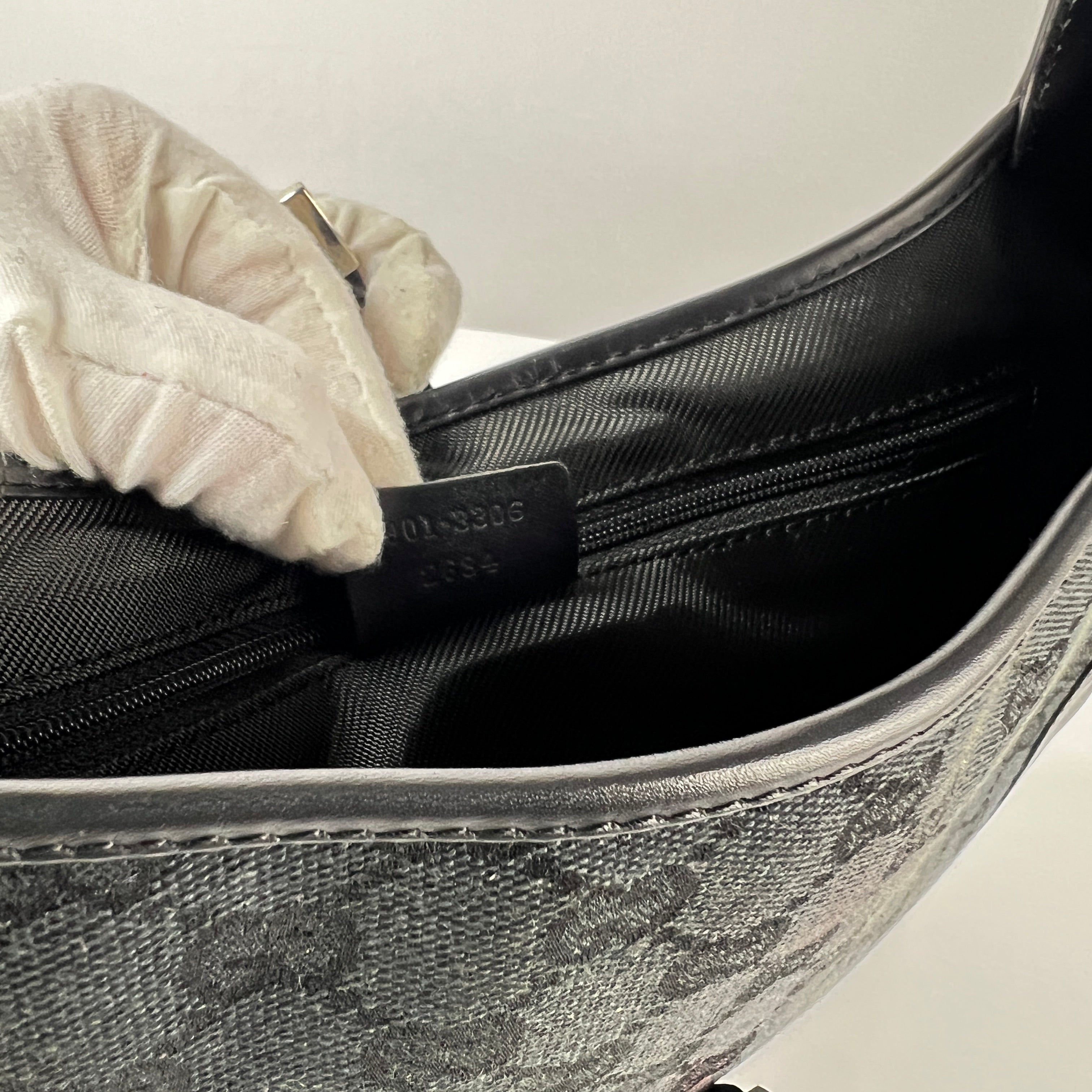 GUCCI Jackie canvas and black leather handbag