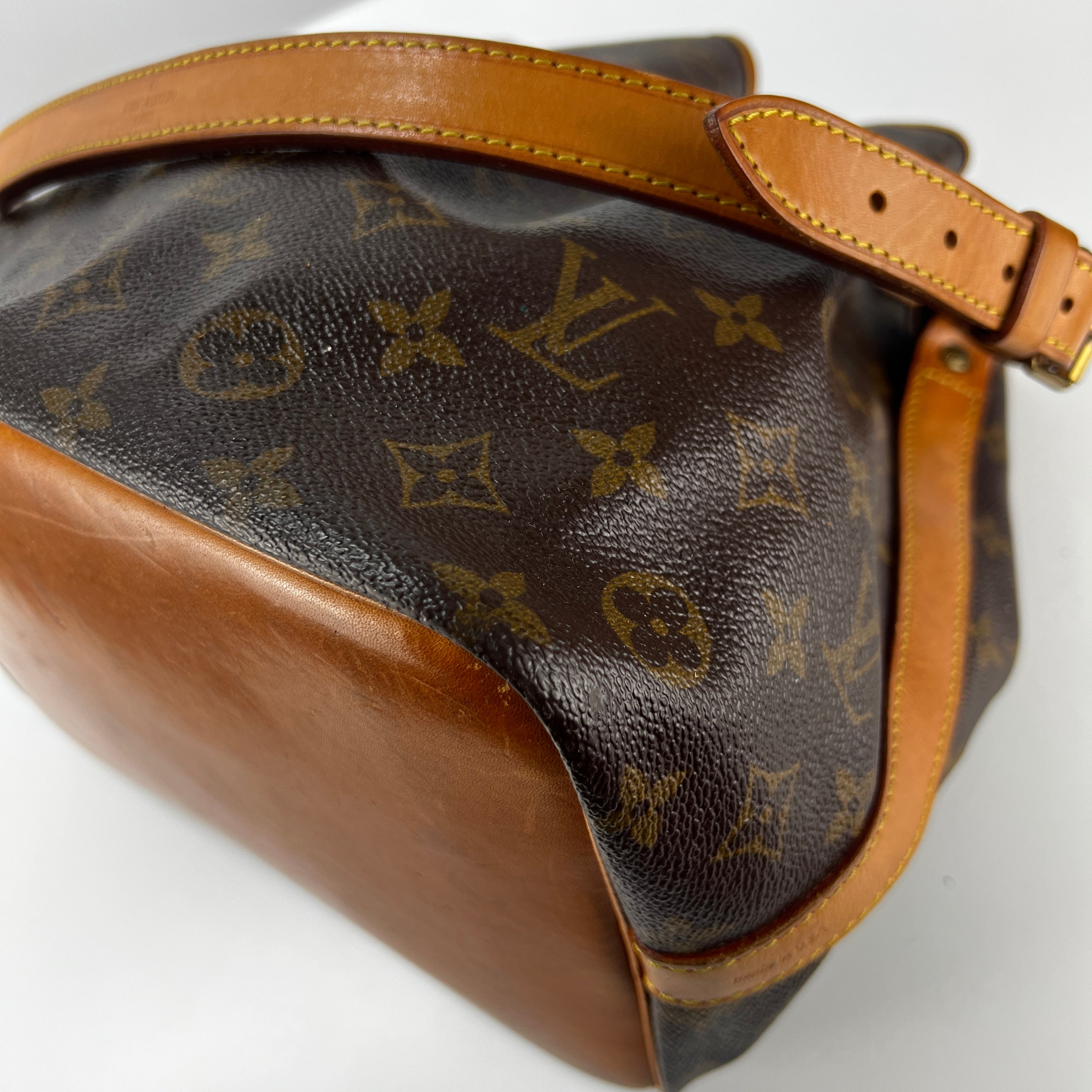 LOUIS VUITTON Noé PM bucket bag in brown canvas and leather