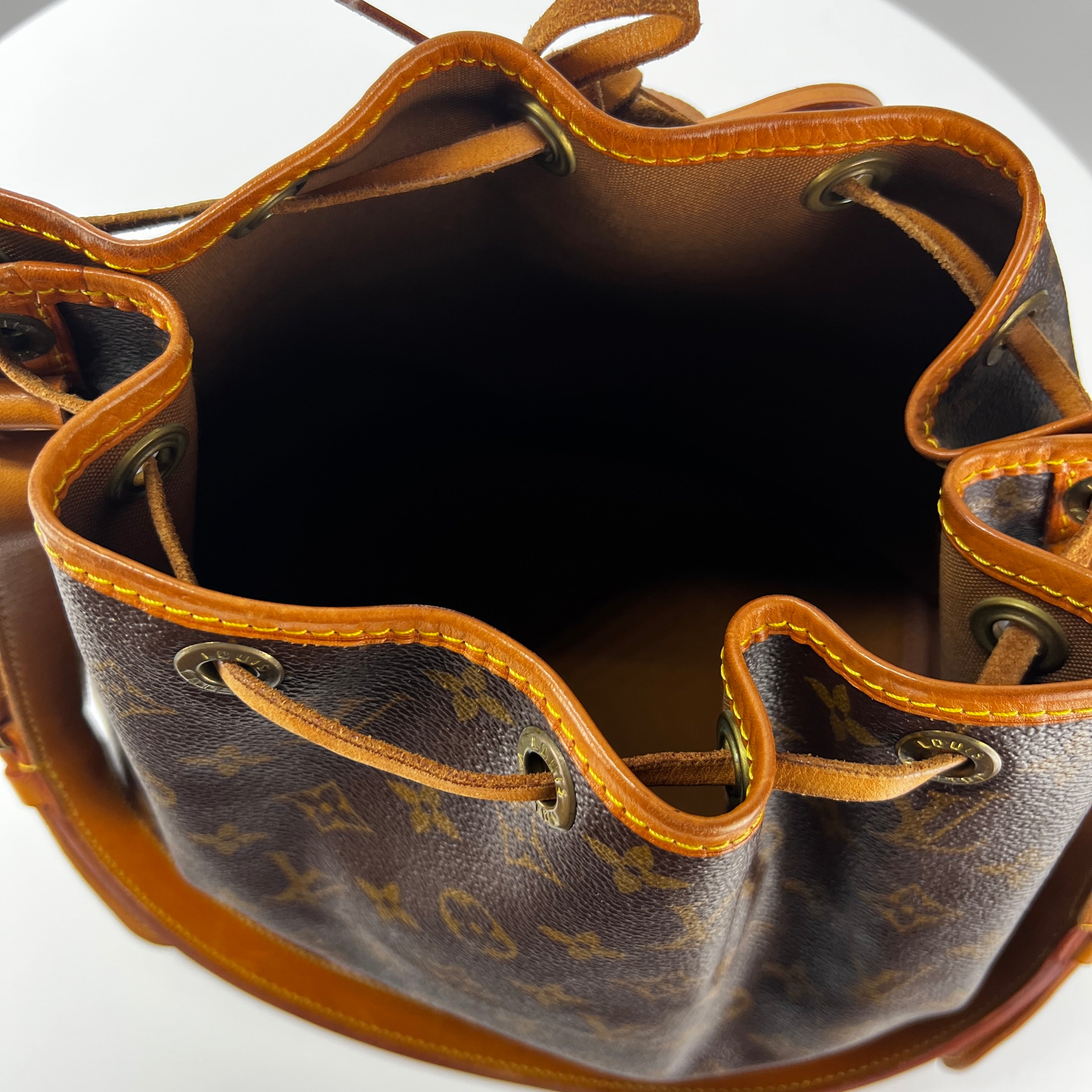 LOUIS VUITTON Noé PM bucket bag in brown canvas and leather