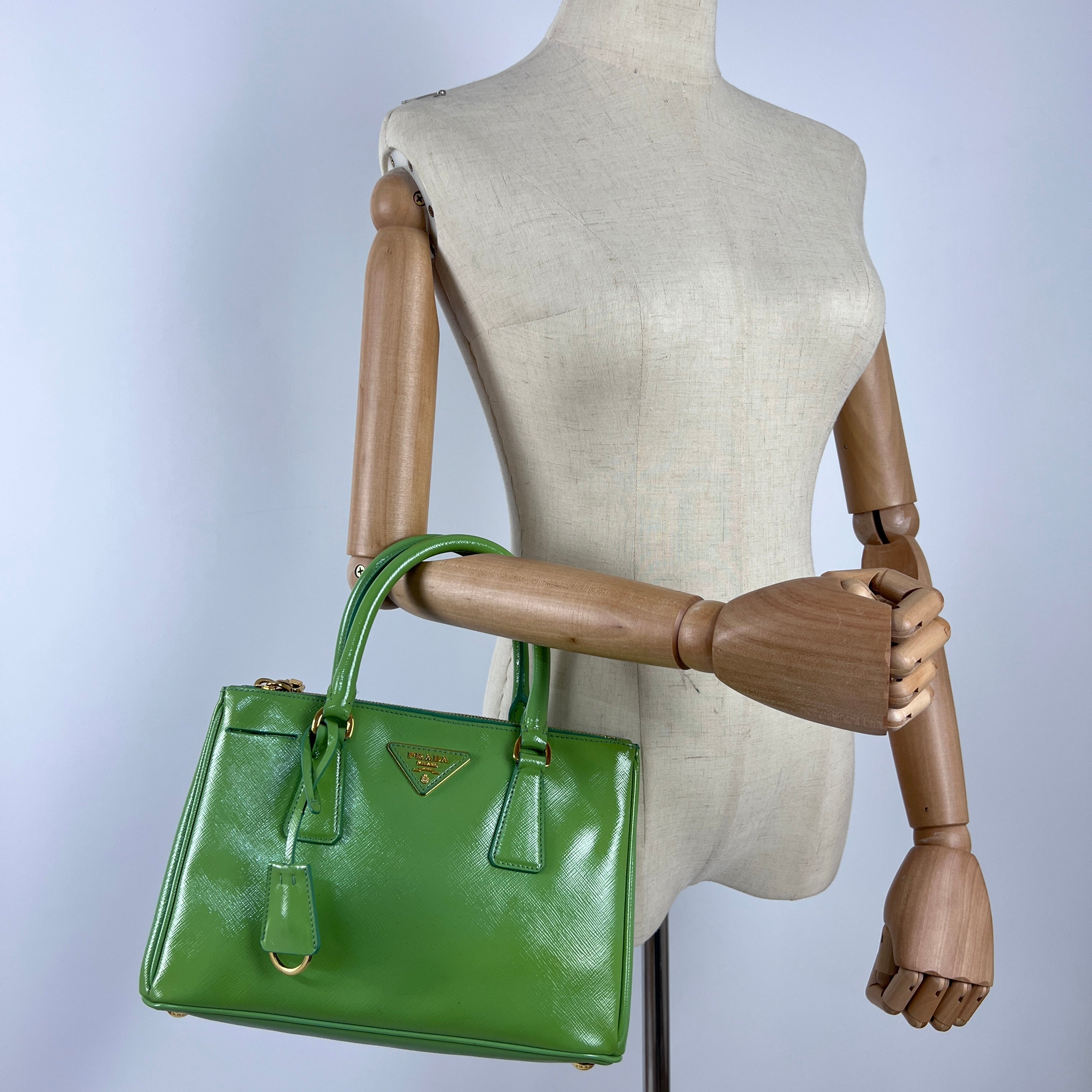 PRADA Saffiano Green leather handbag