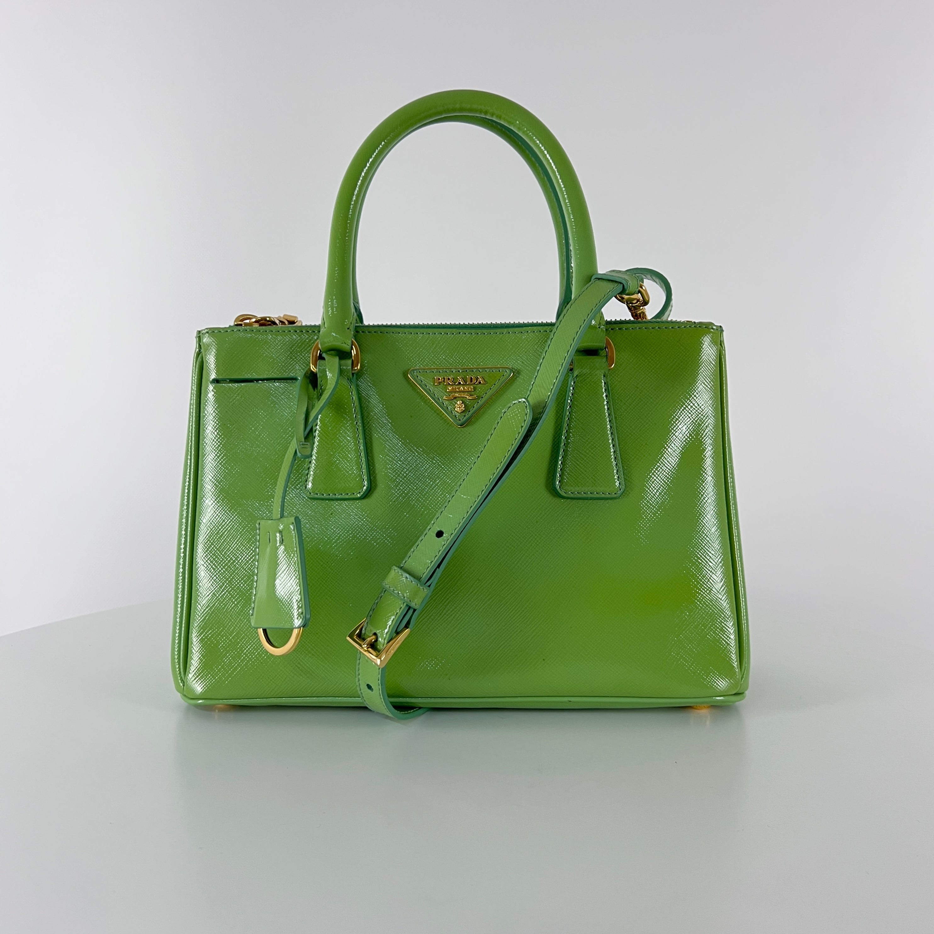 PRADA Saffiano Green leather handbag