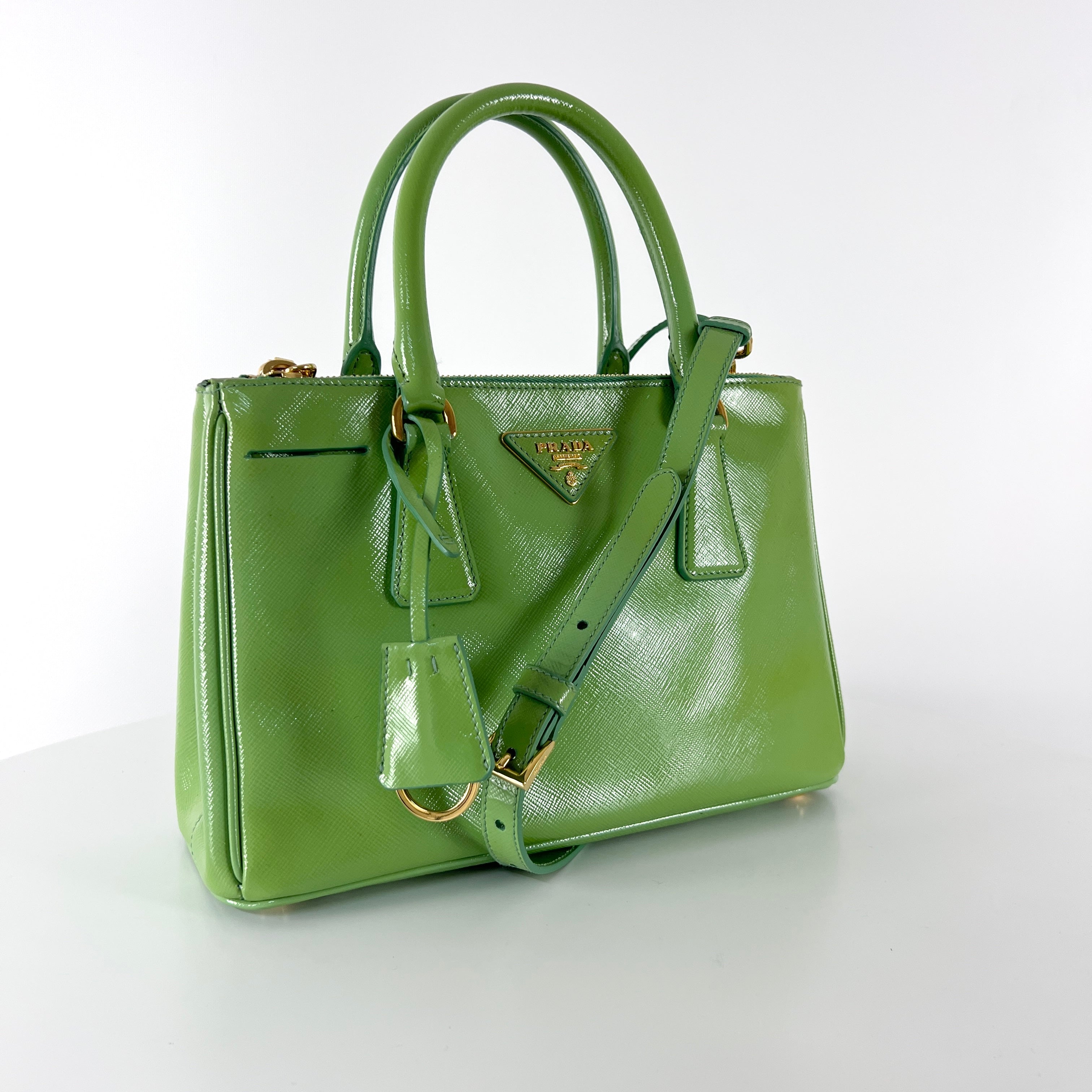 PRADA Saffiano Green leather handbag