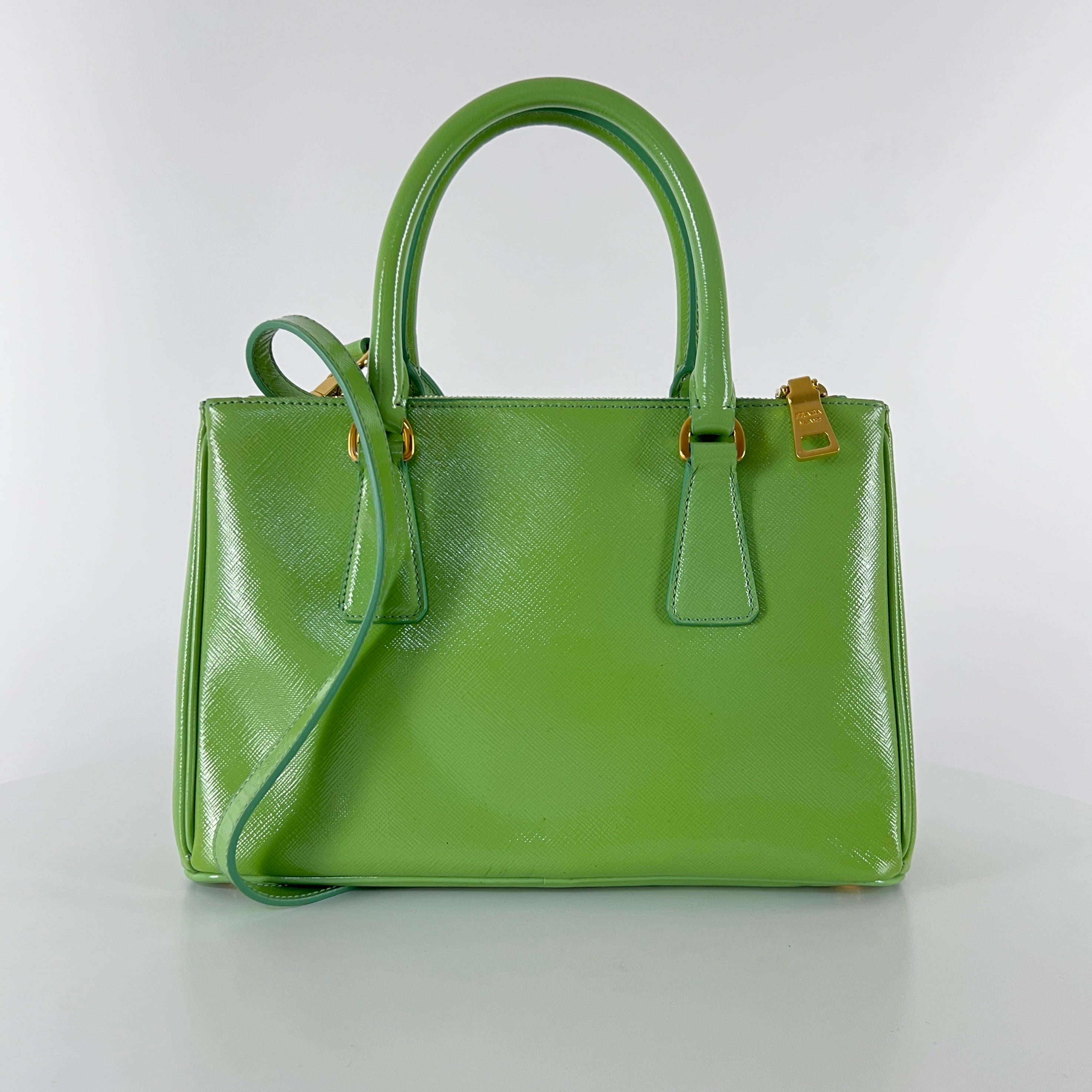PRADA Saffiano Green leather handbag