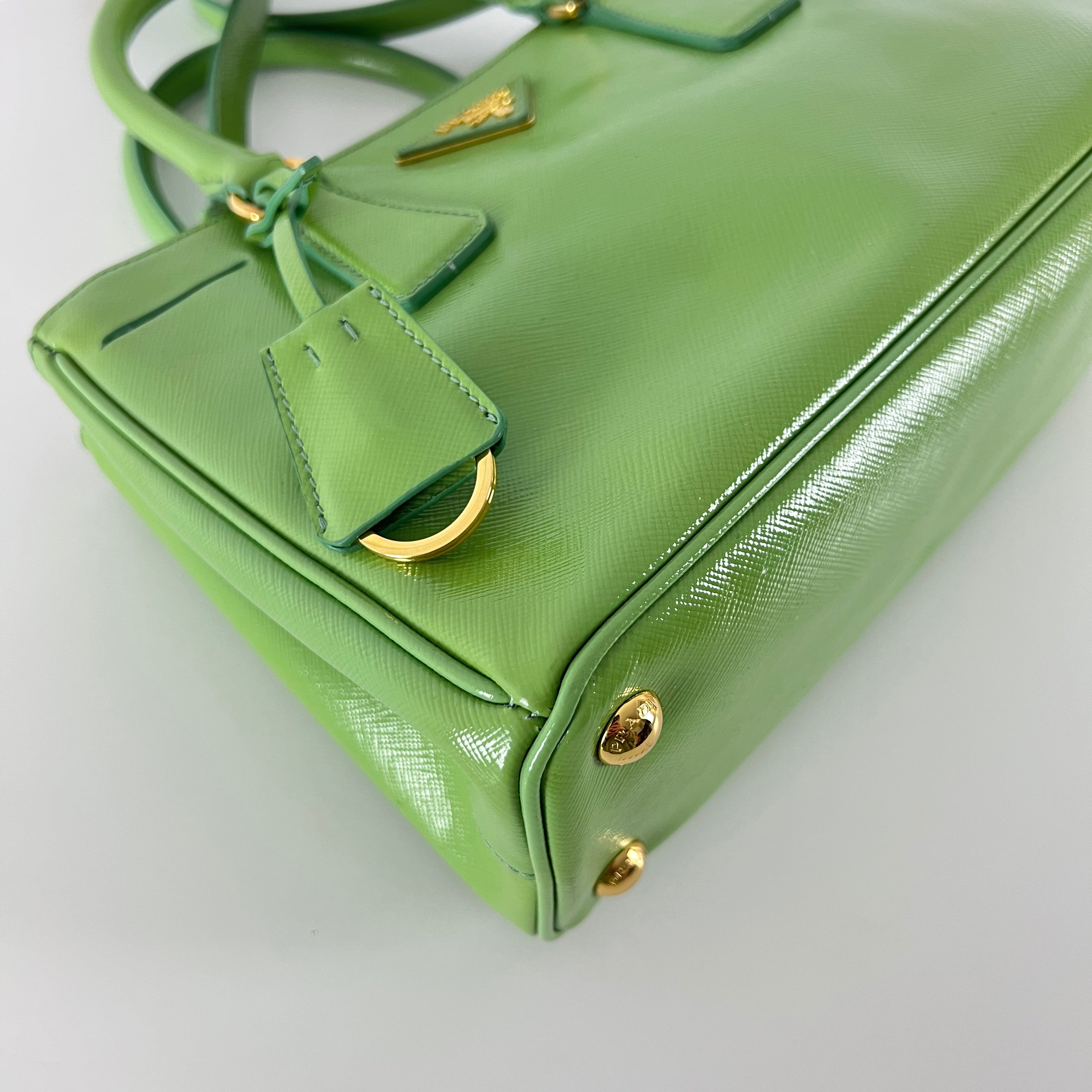 PRADA Saffiano Green leather handbag