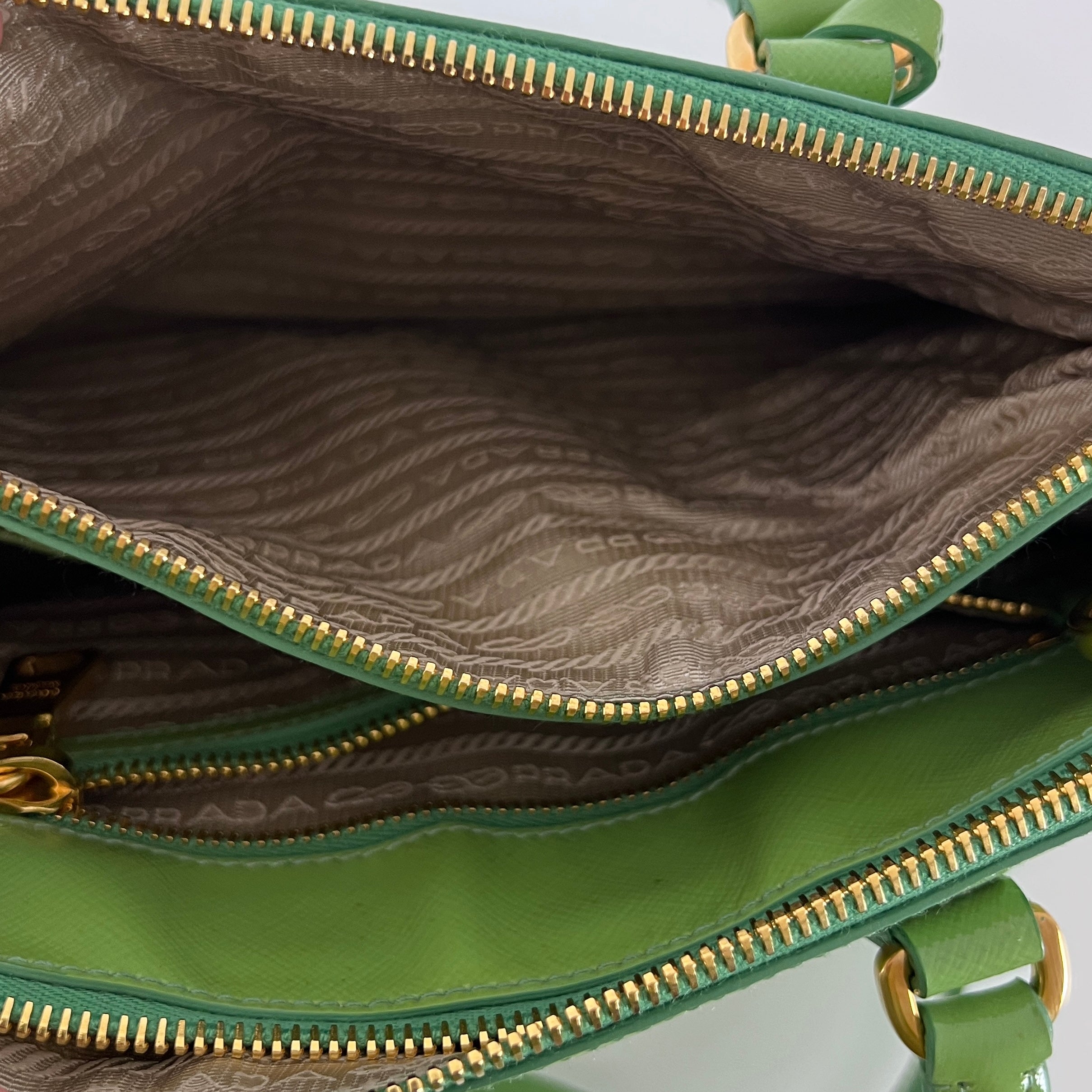PRADA Saffiano Green leather handbag
