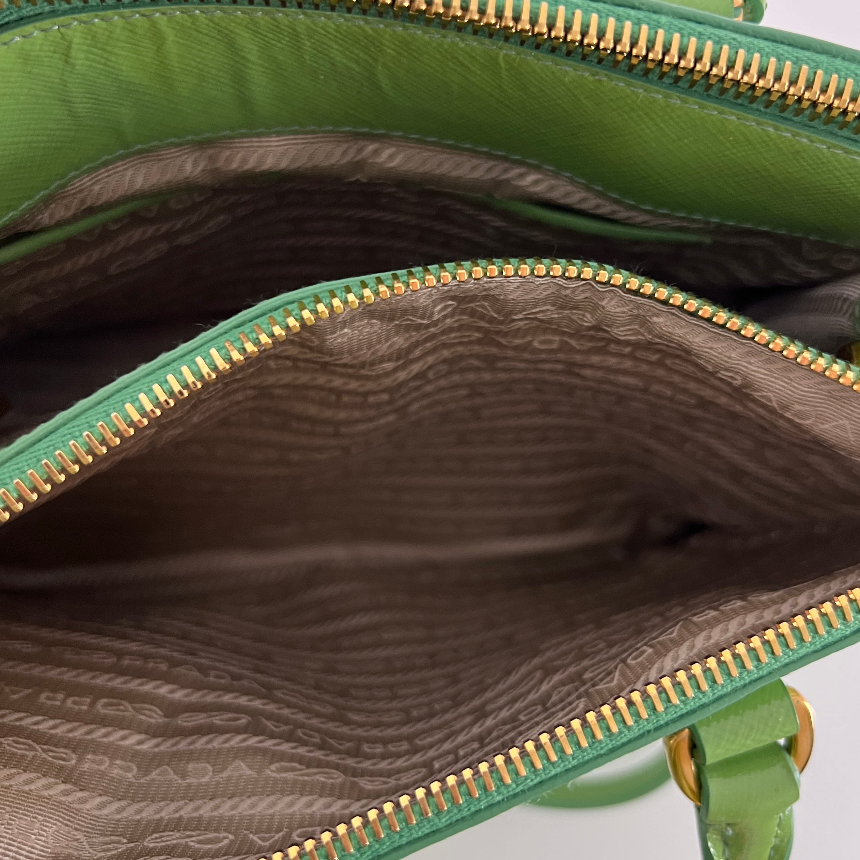 PRADA Saffiano Green leather handbag