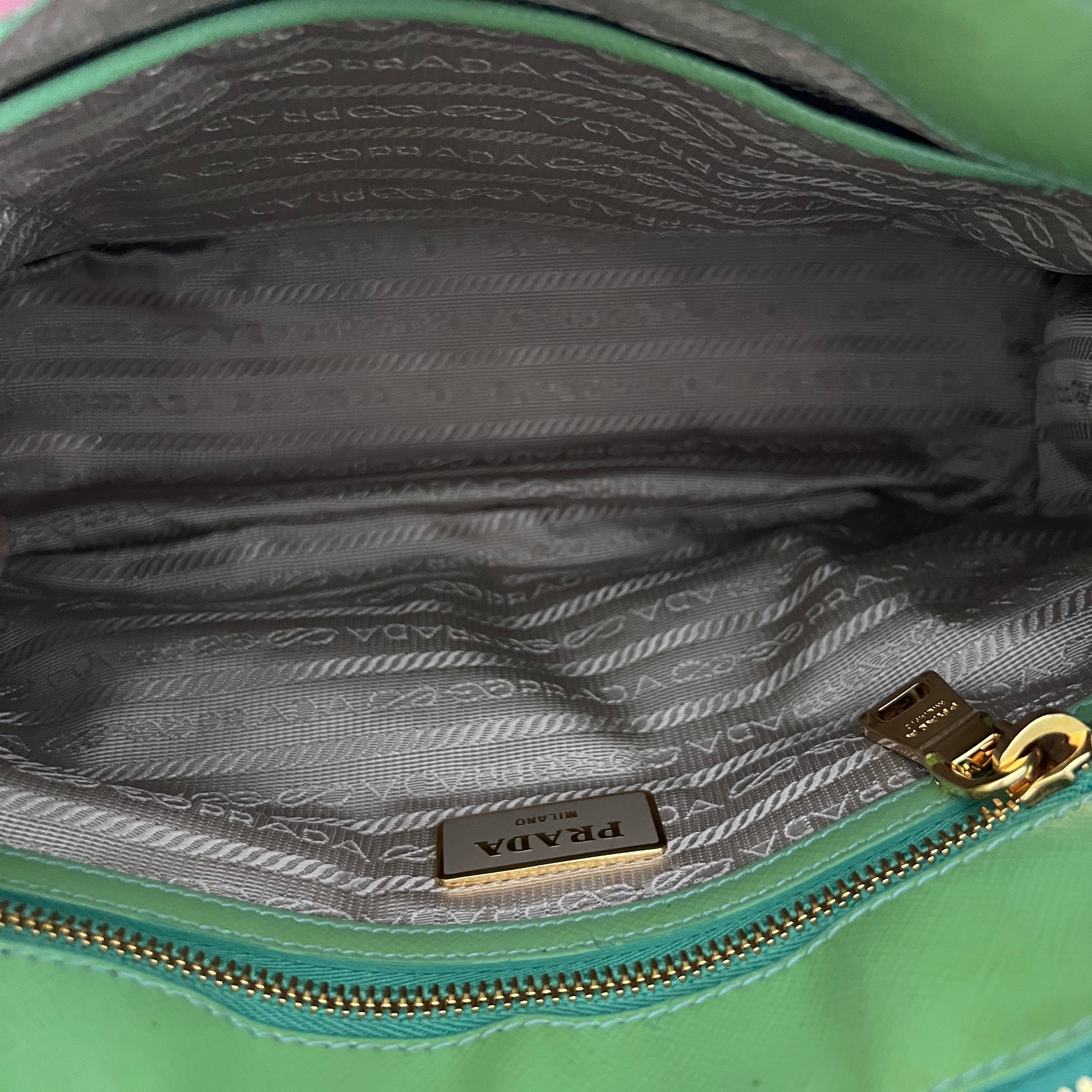 PRADA Saffiano Green leather handbag