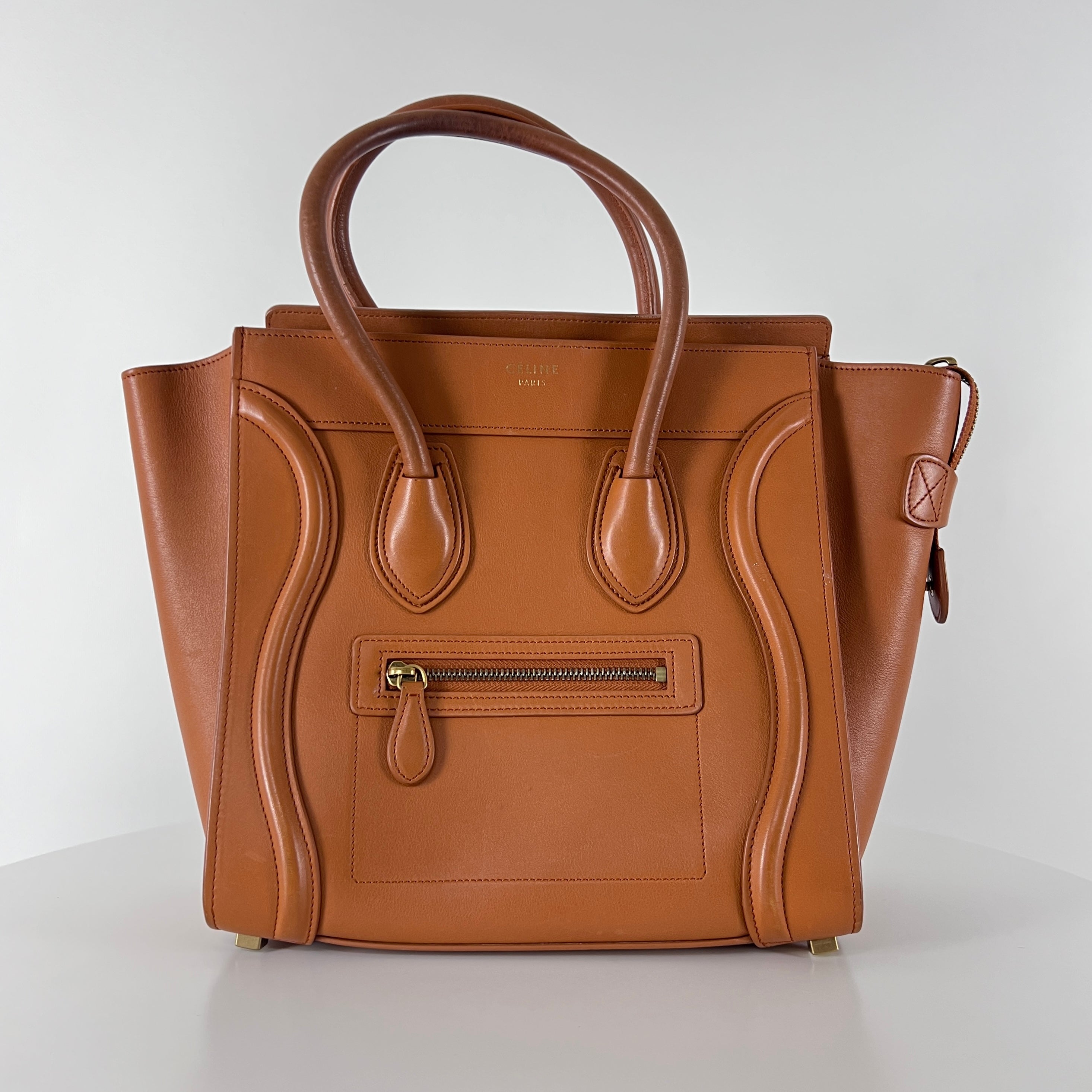 Sac à main CELINE Medium Lugagge cuir marron