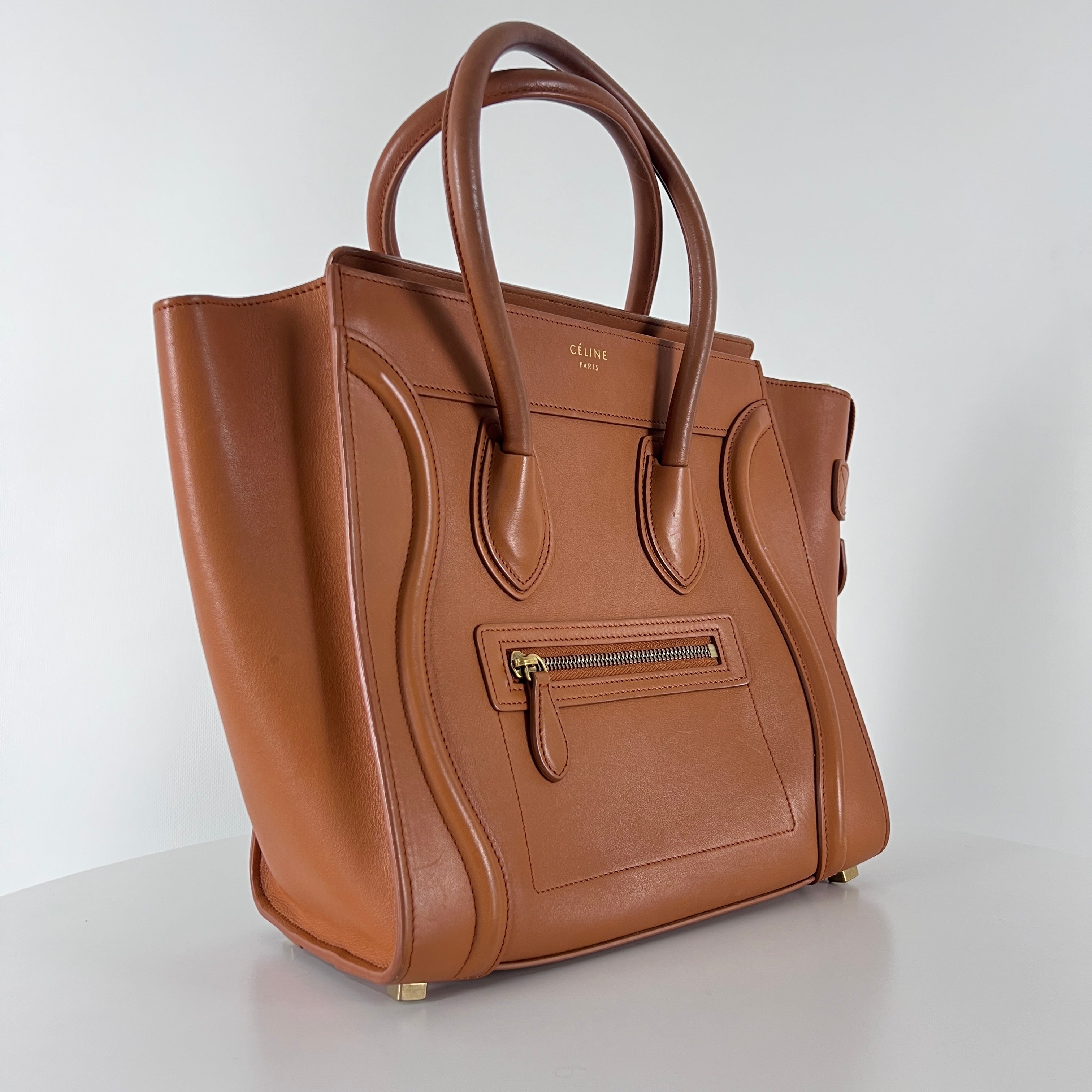 Sac à main CELINE Medium Lugagge cuir marron