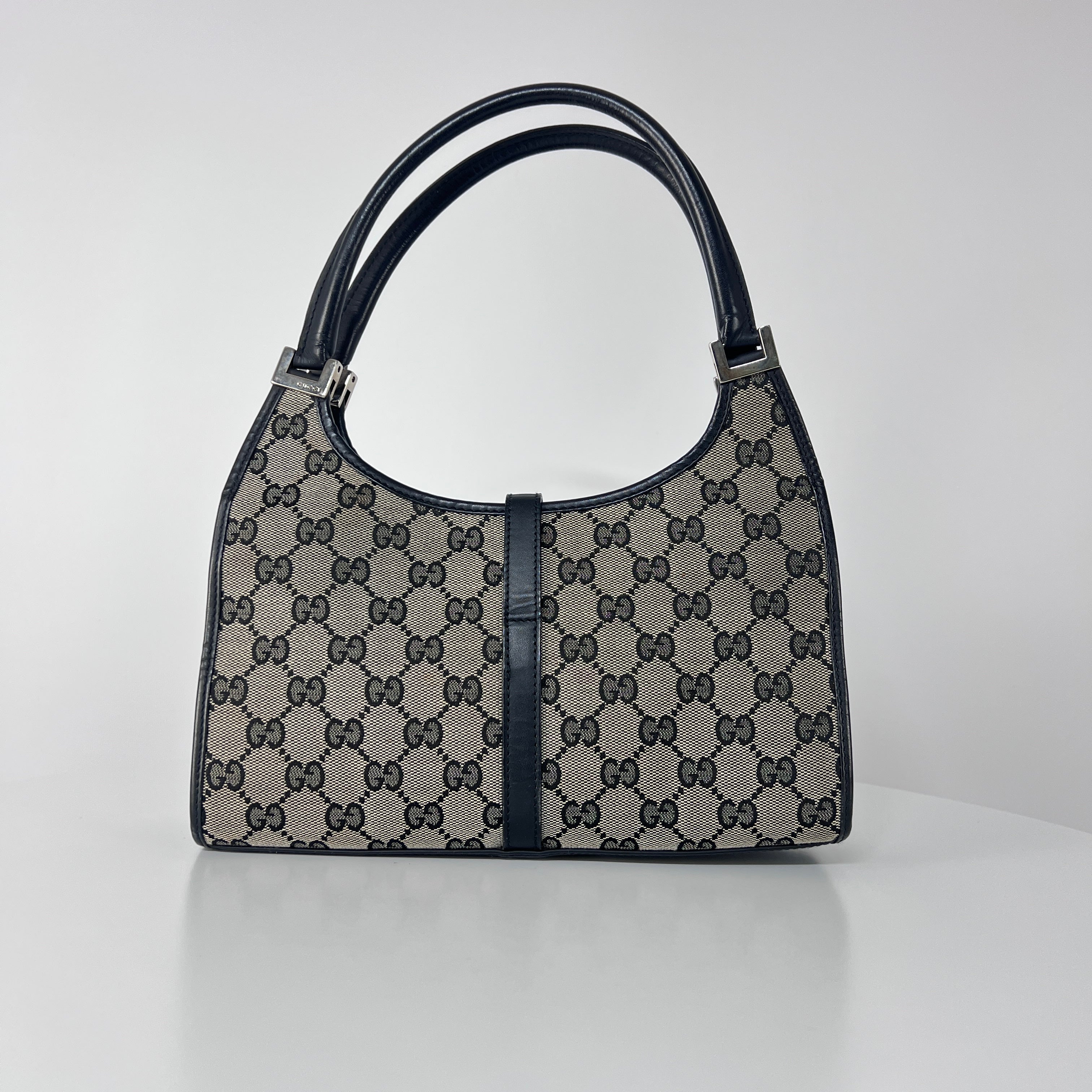 GUCCI Jackie canvas and brown leather handbag