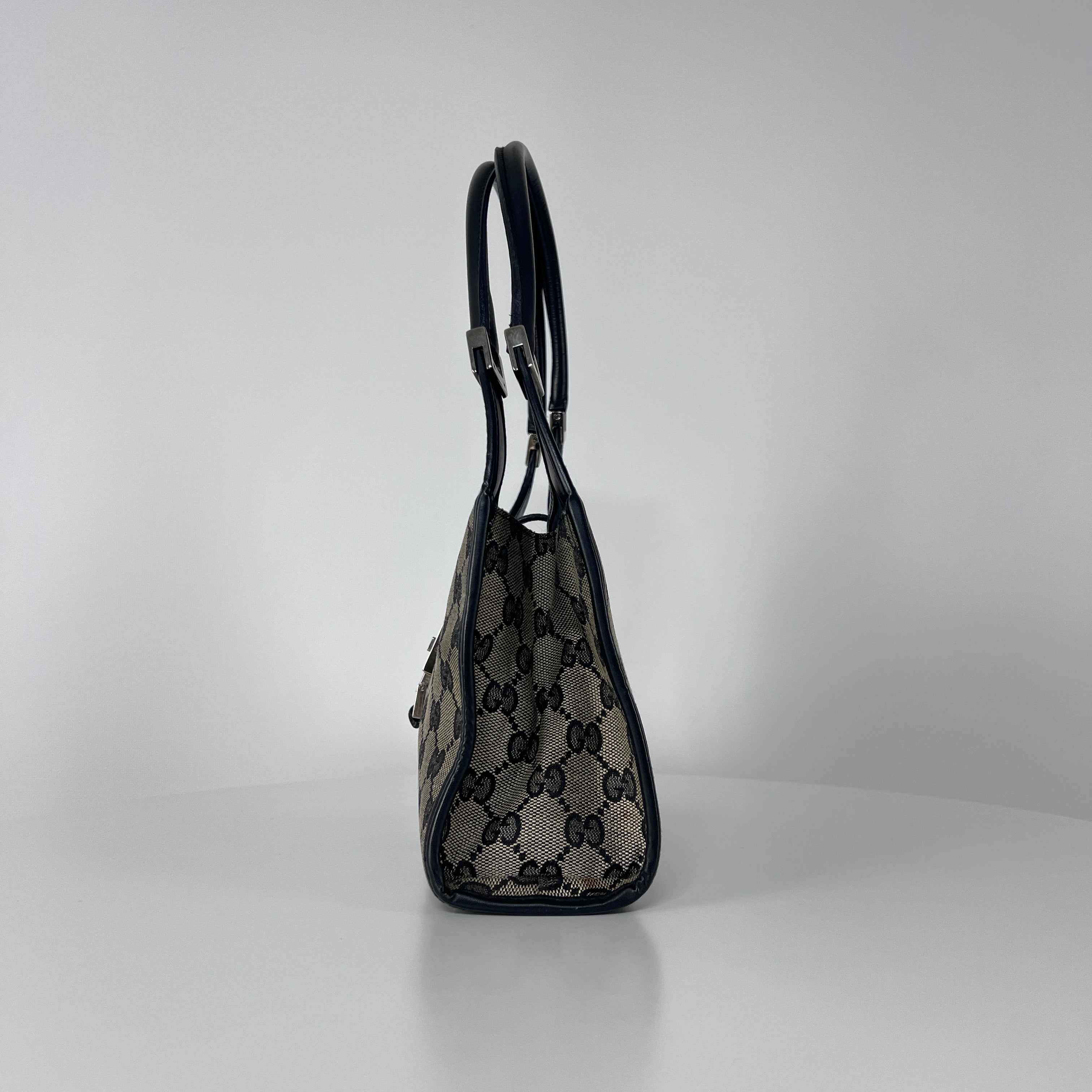 GUCCI Jackie canvas and brown leather handbag