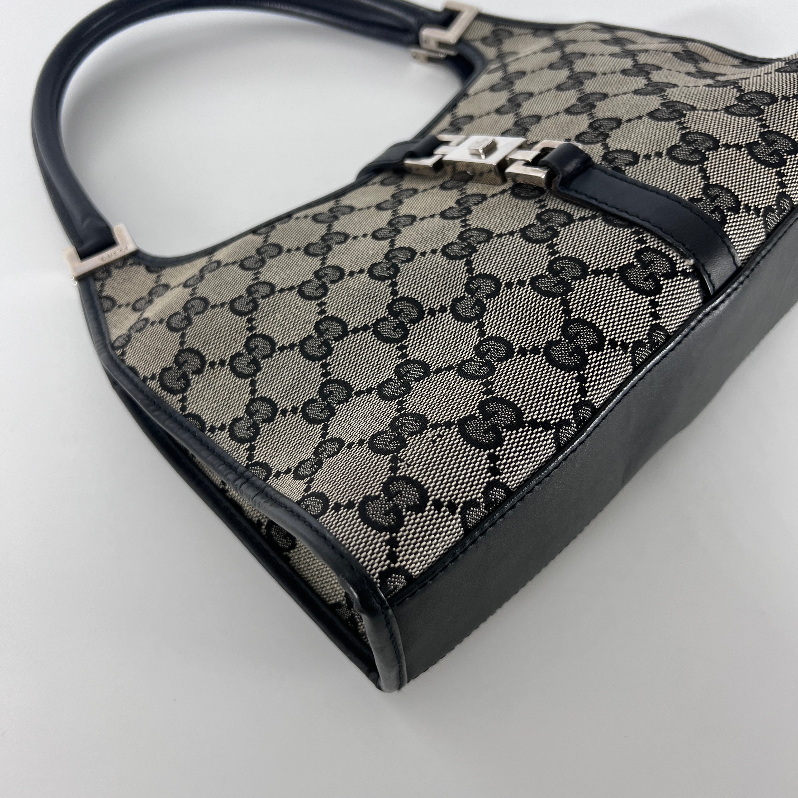 GUCCI Jackie canvas and brown leather handbag