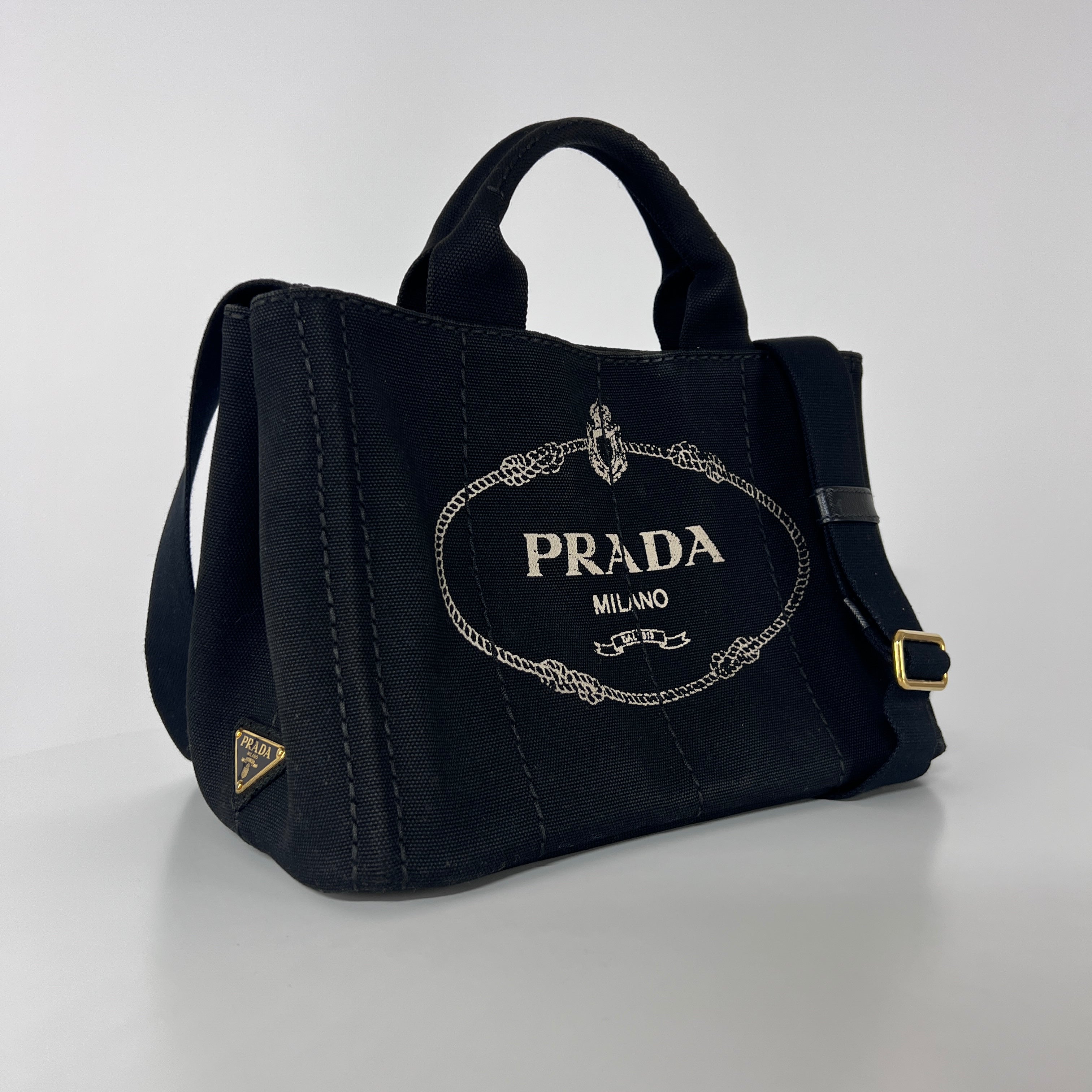 Sac à main PRADA Canapa toile noir