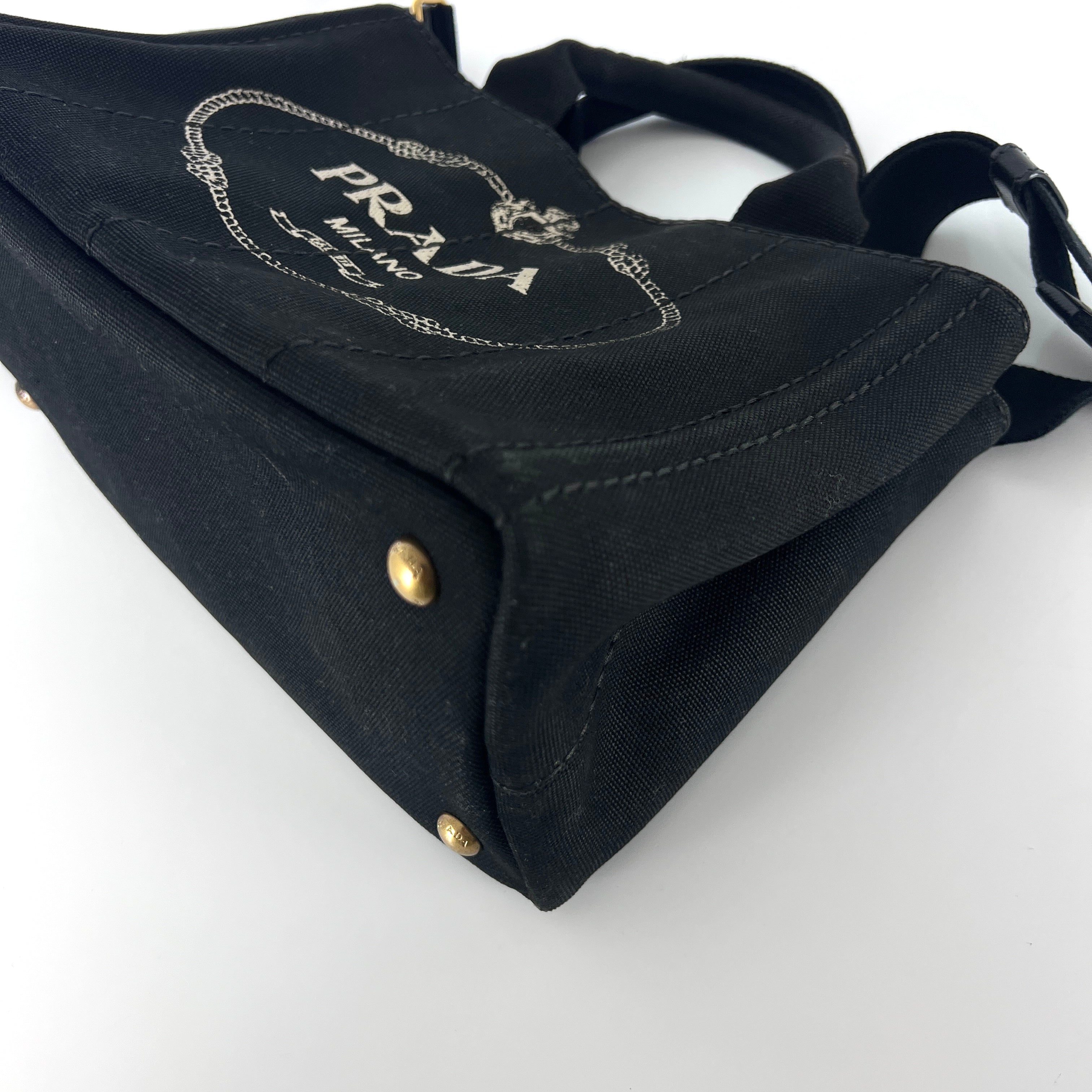 Sac à main PRADA Canapa toile noir