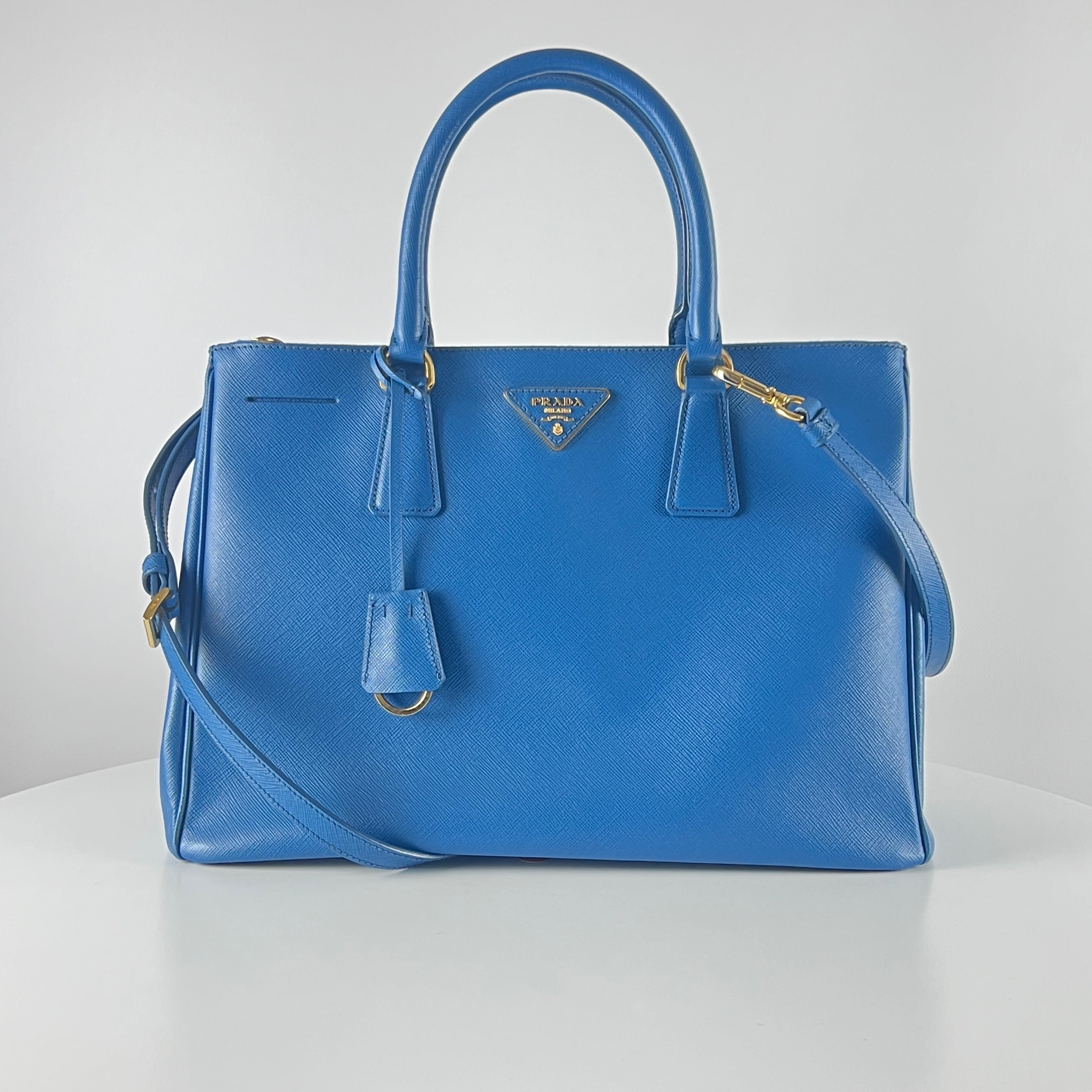 PRADA Galleria blue leather handbag