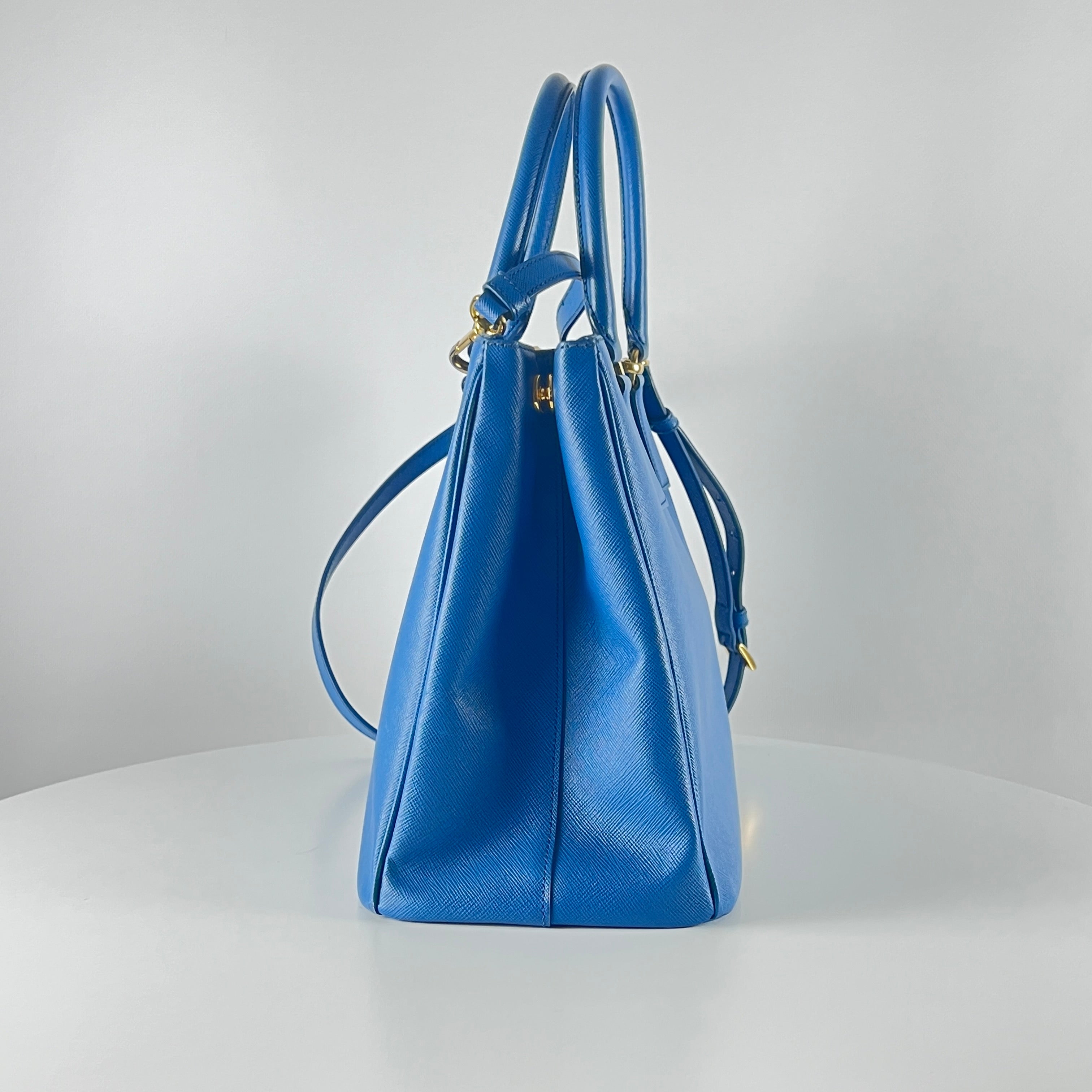 PRADA Galleria blue leather handbag
