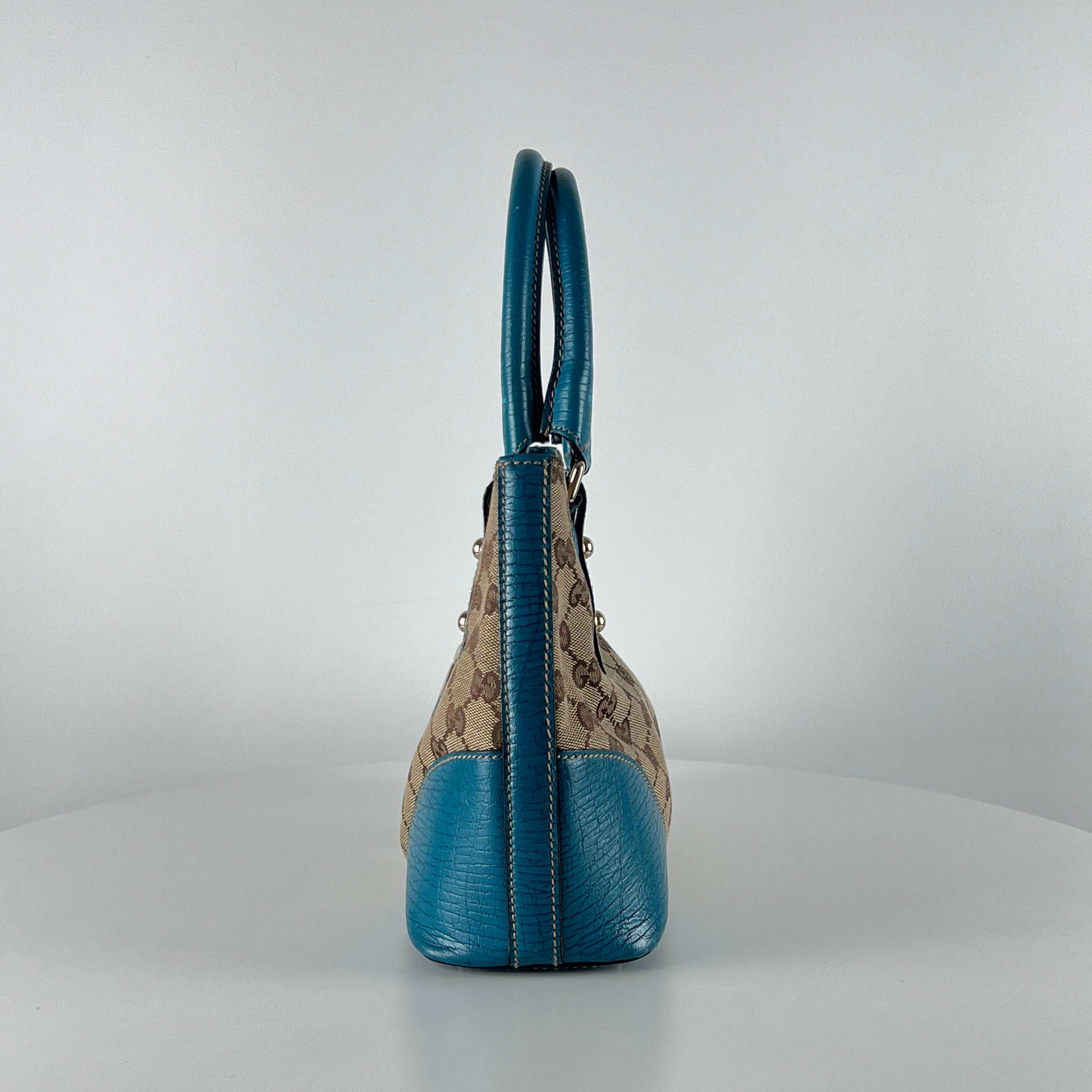Sac à main GUCCI Horsebit toile et cuir bleu