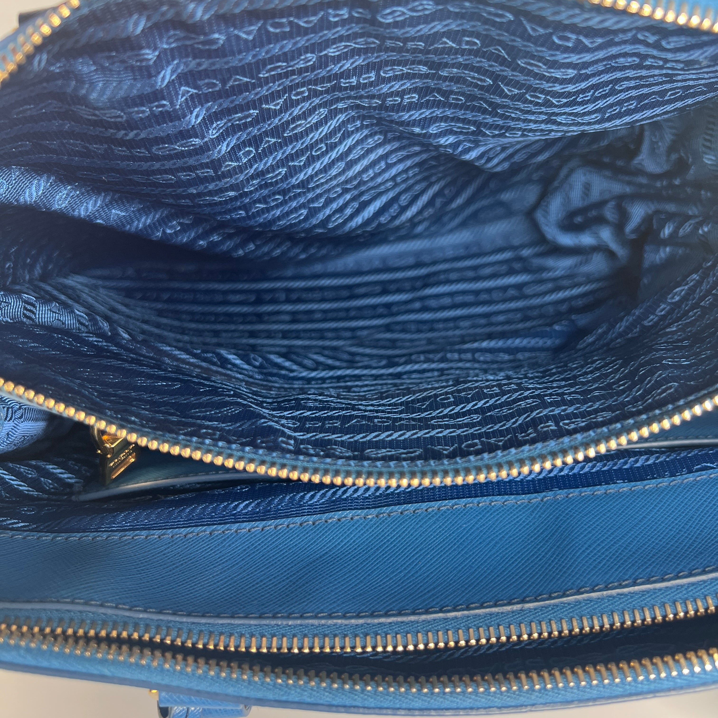 PRADA Galleria blue leather handbag
