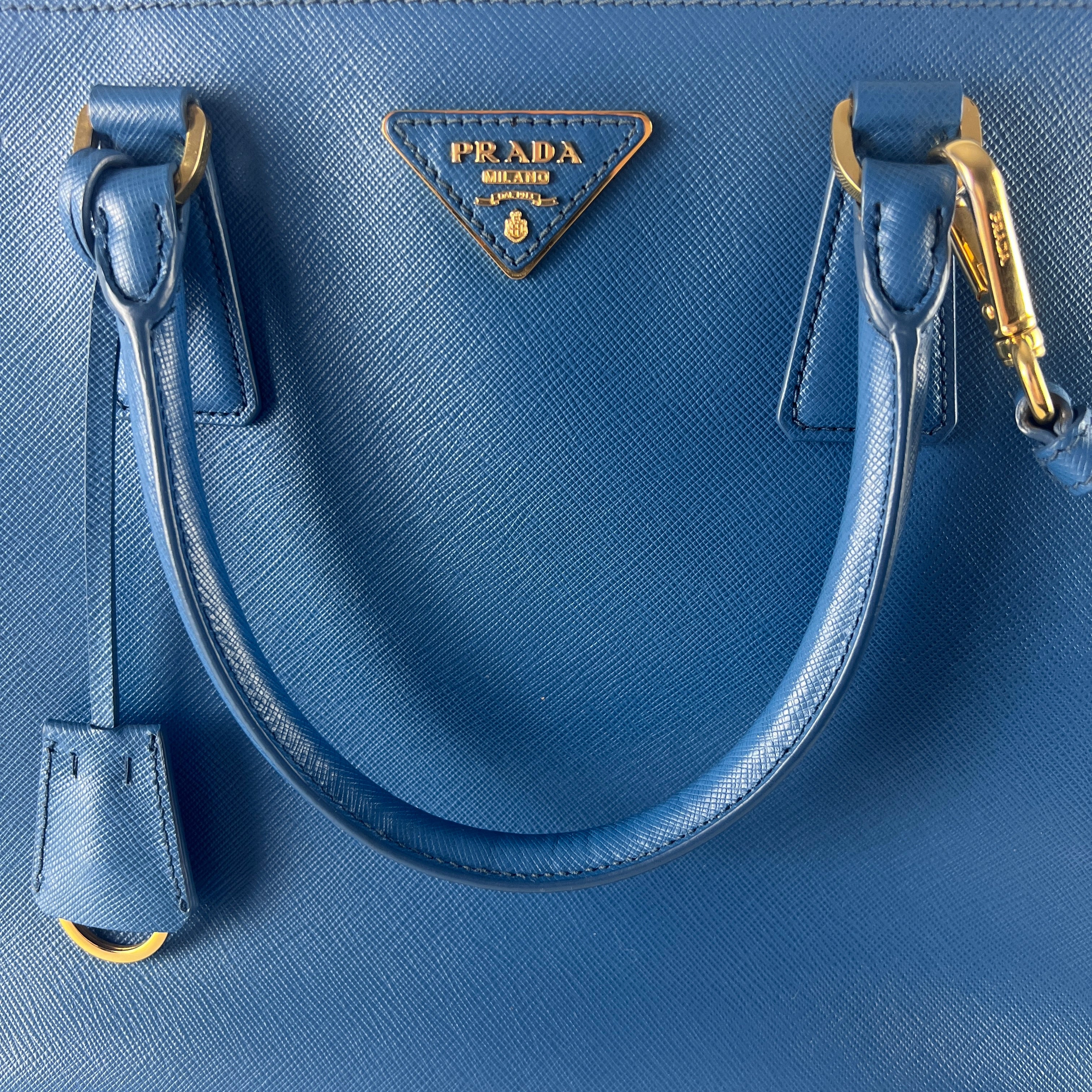 PRADA Galleria blue leather handbag