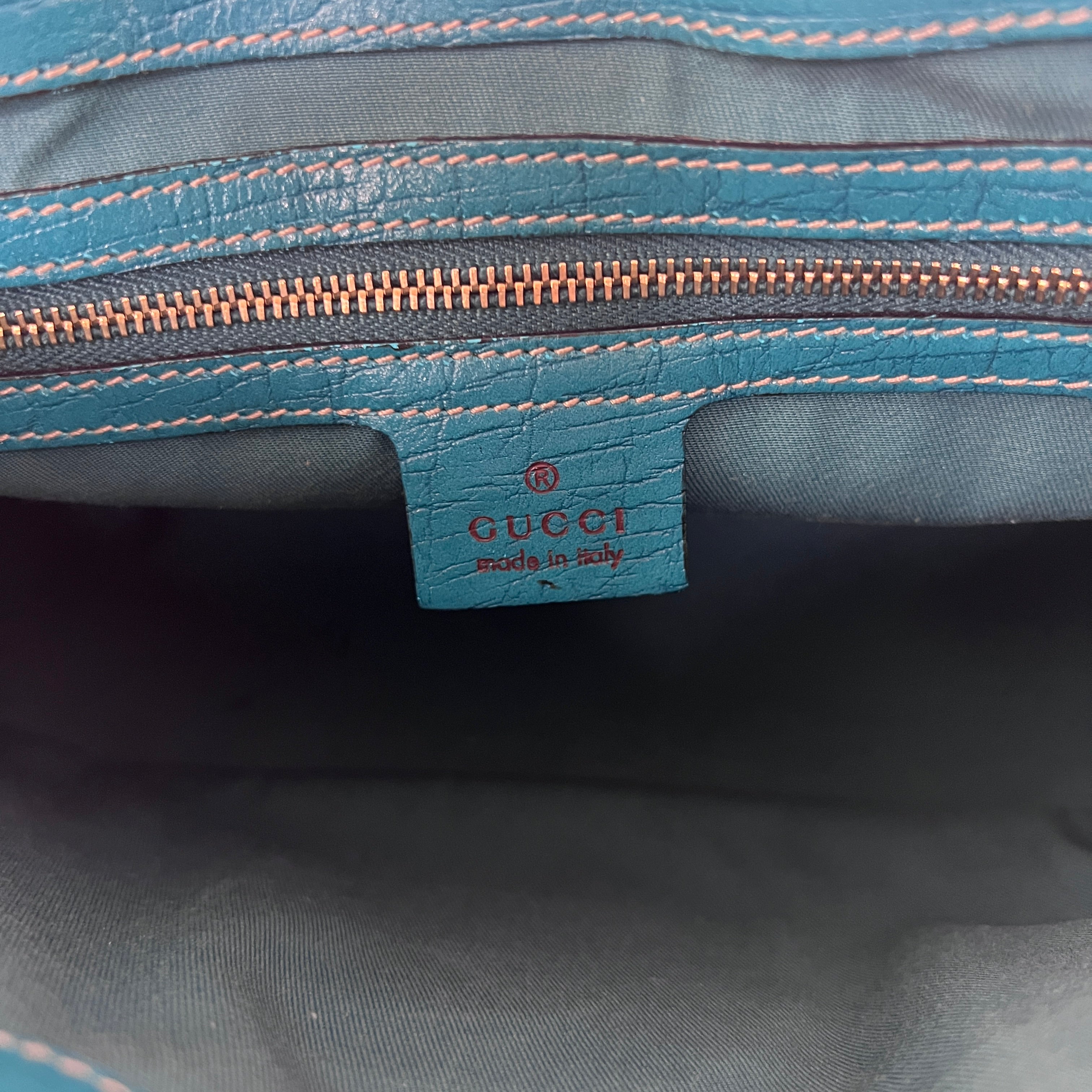 Sac à main GUCCI Horsebit toile et cuir bleu