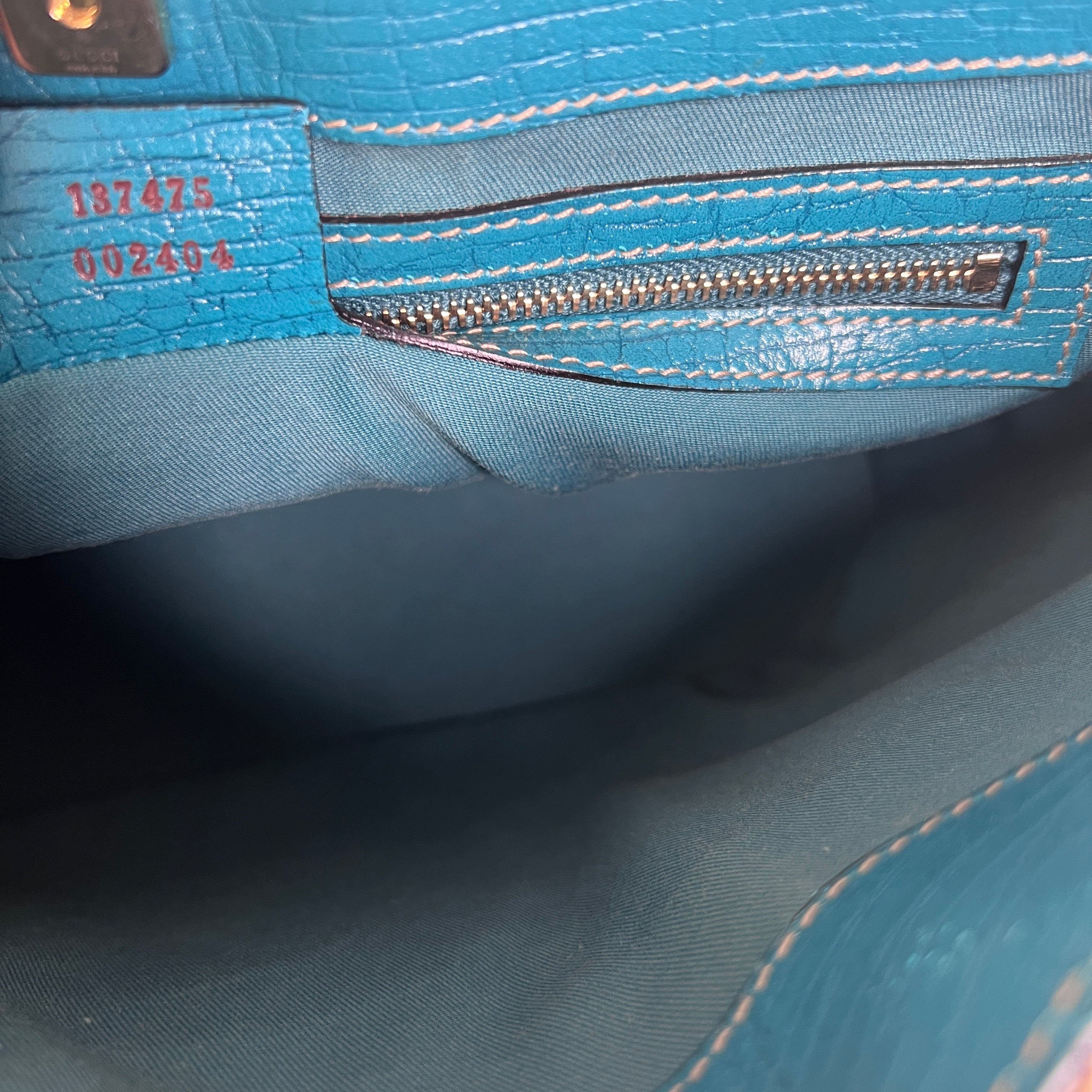 Sac à main GUCCI Horsebit toile et cuir bleu