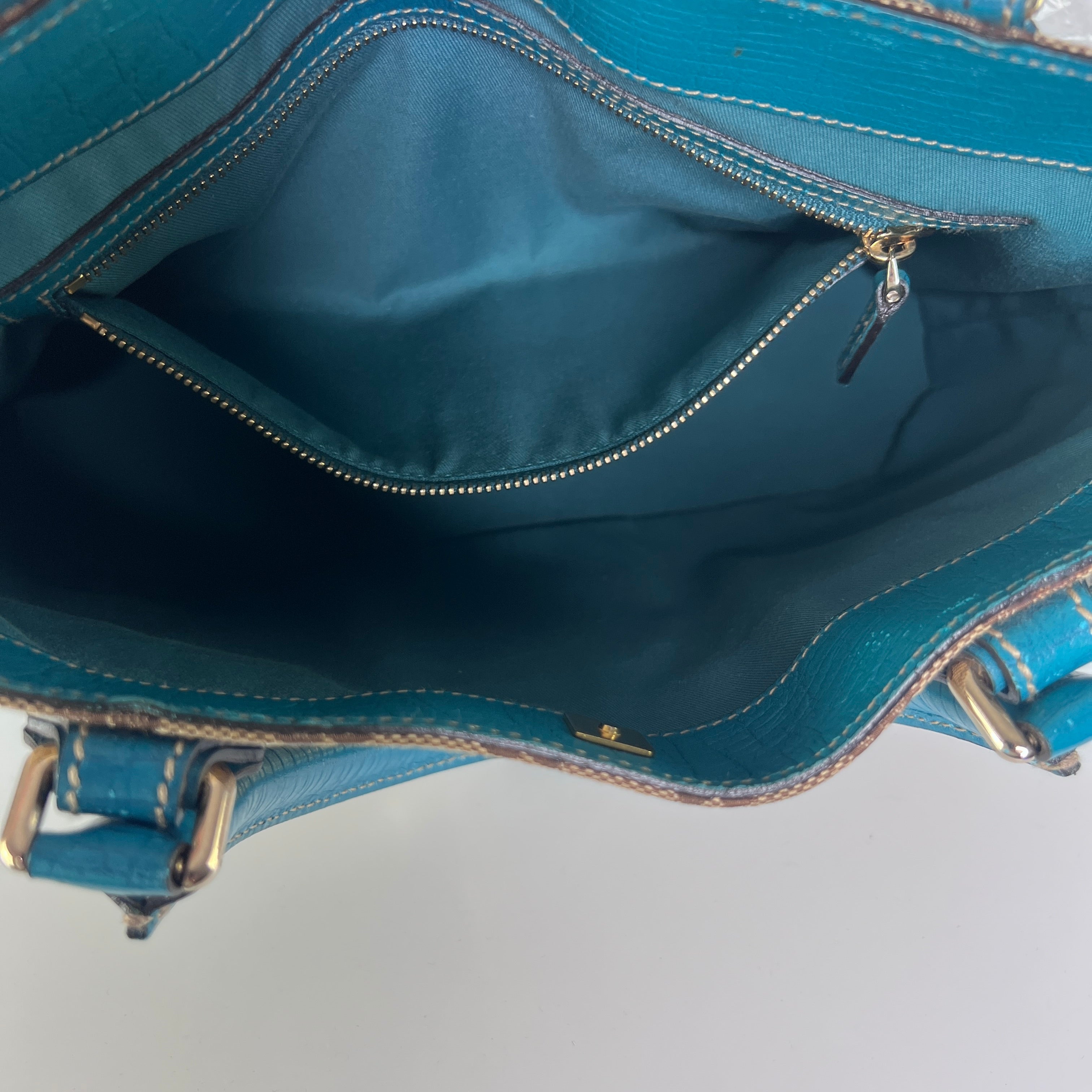 Sac à main GUCCI Horsebit toile et cuir bleu