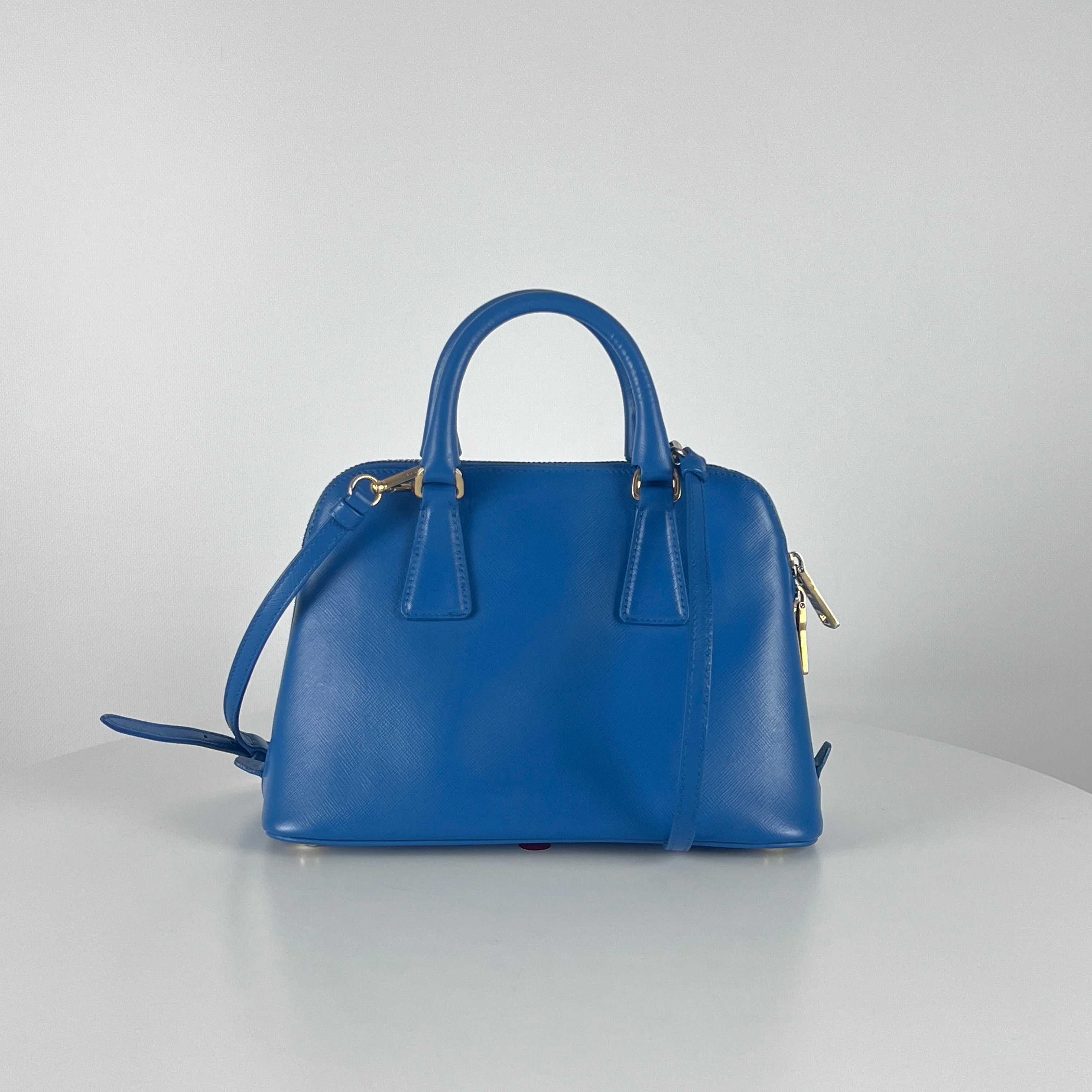 Sac à main PRADA Saffiano cuir bleu