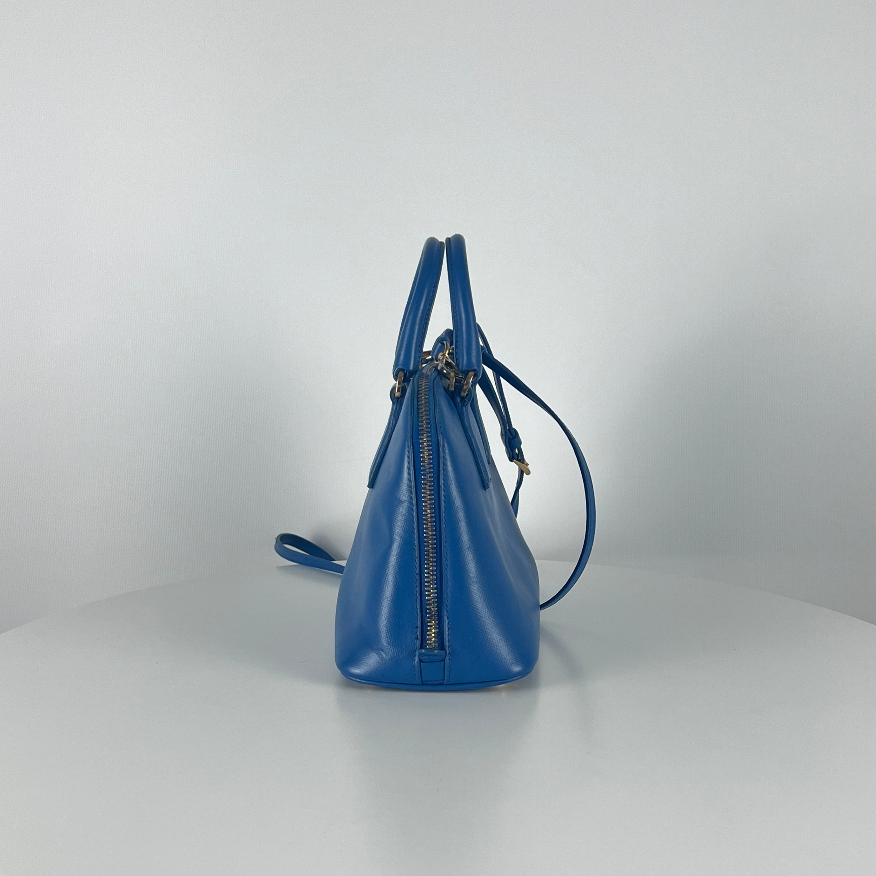 Sac à main PRADA Saffiano cuir bleu