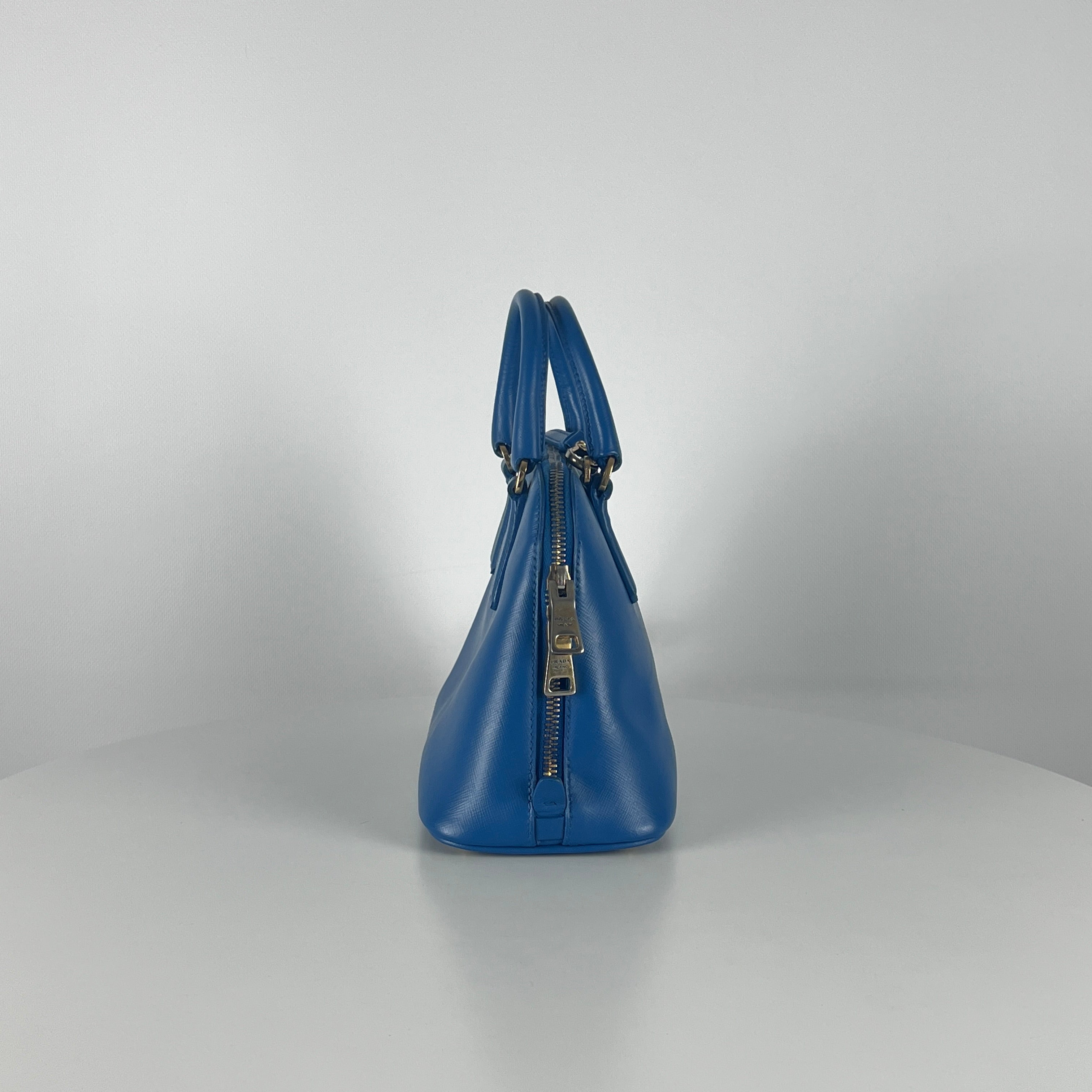 Sac à main PRADA Saffiano cuir bleu