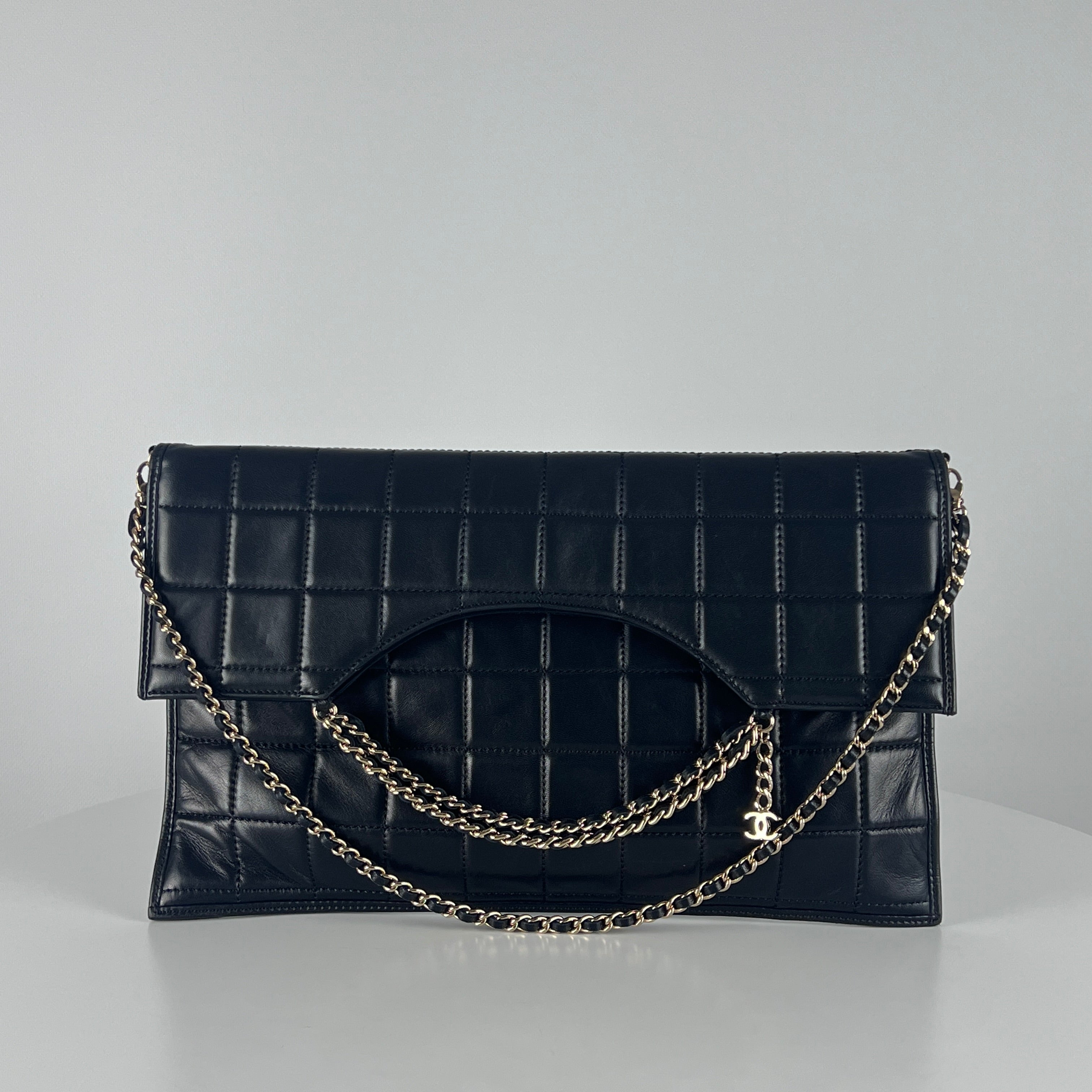CHANEL Choco Bar black leather handbag