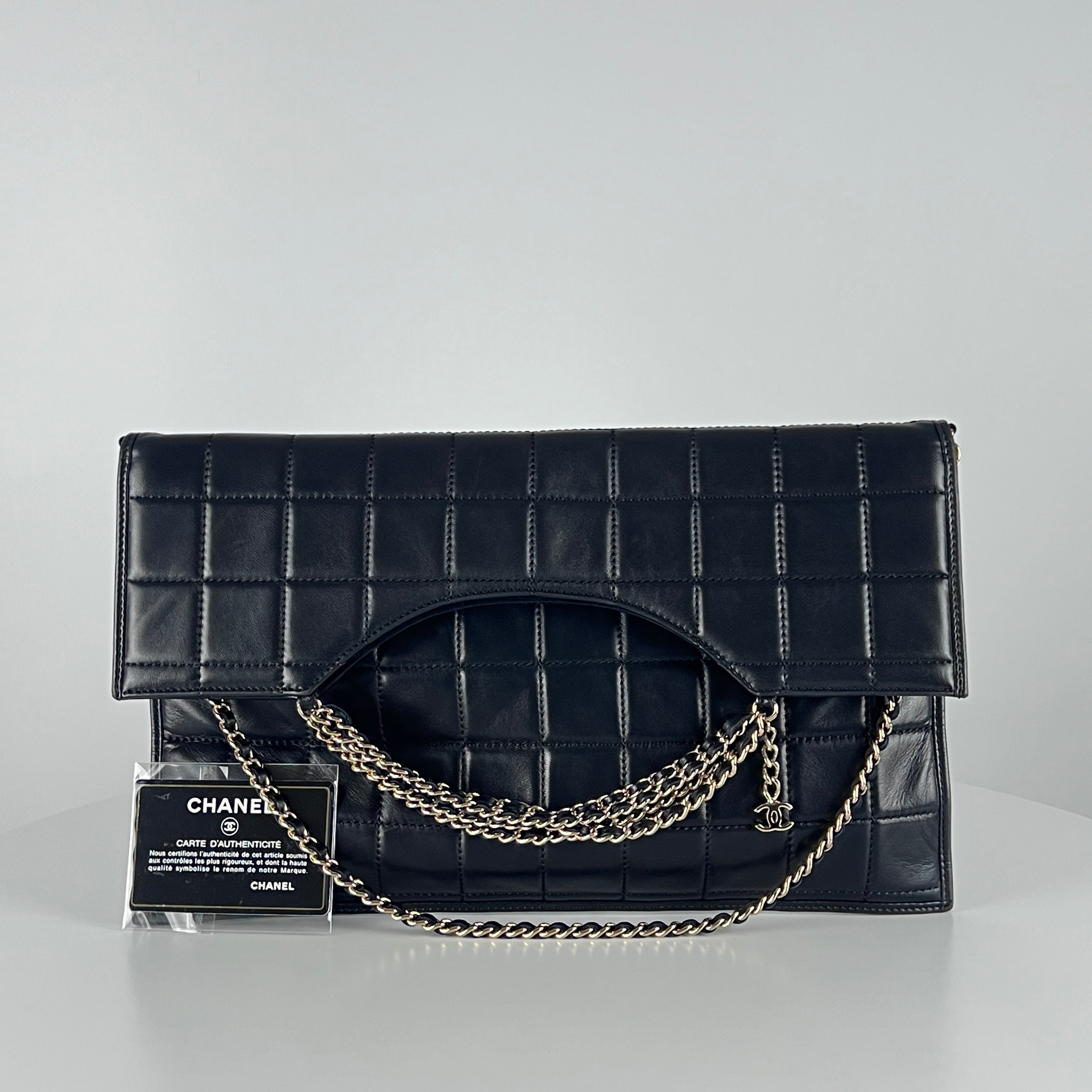 CHANEL Choco Bar black leather handbag