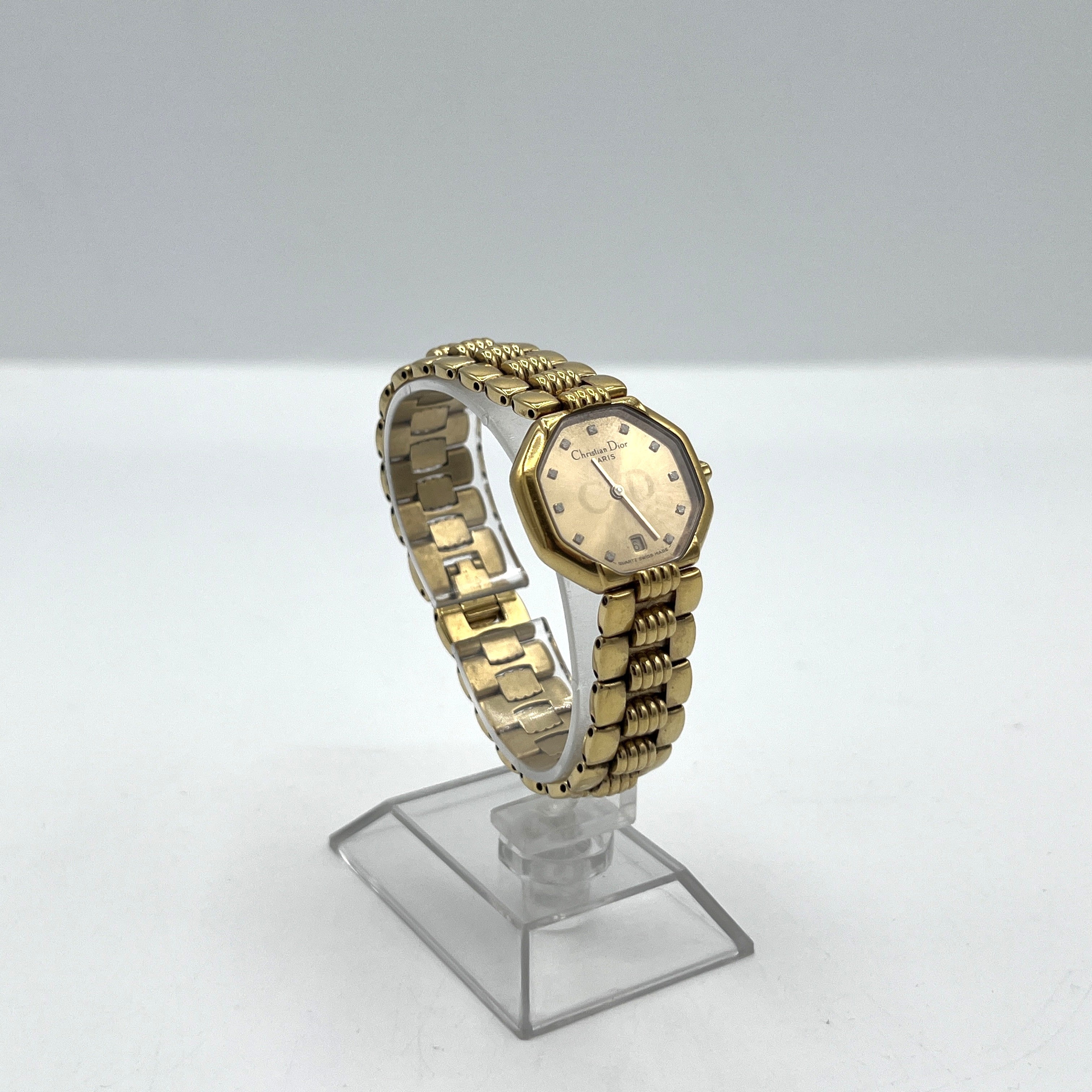 Montre DIOR Octagon plaqué or Doré