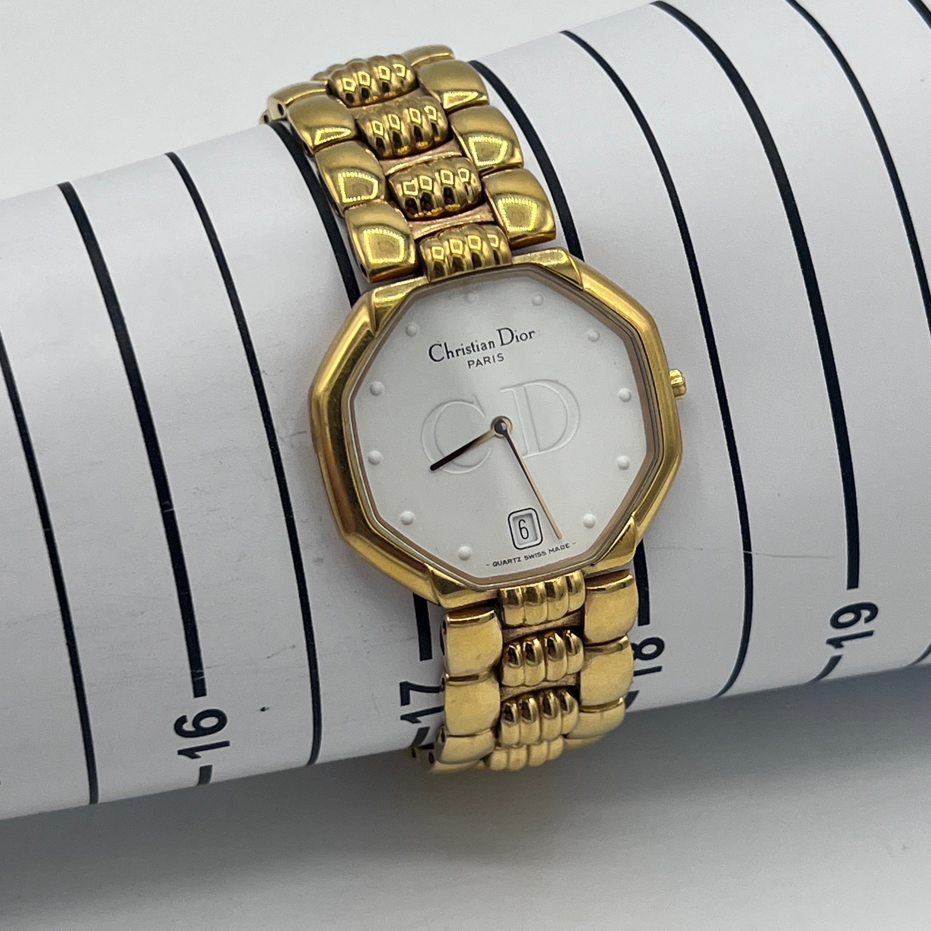 Montre DIOR Octagon plaqué or Doré