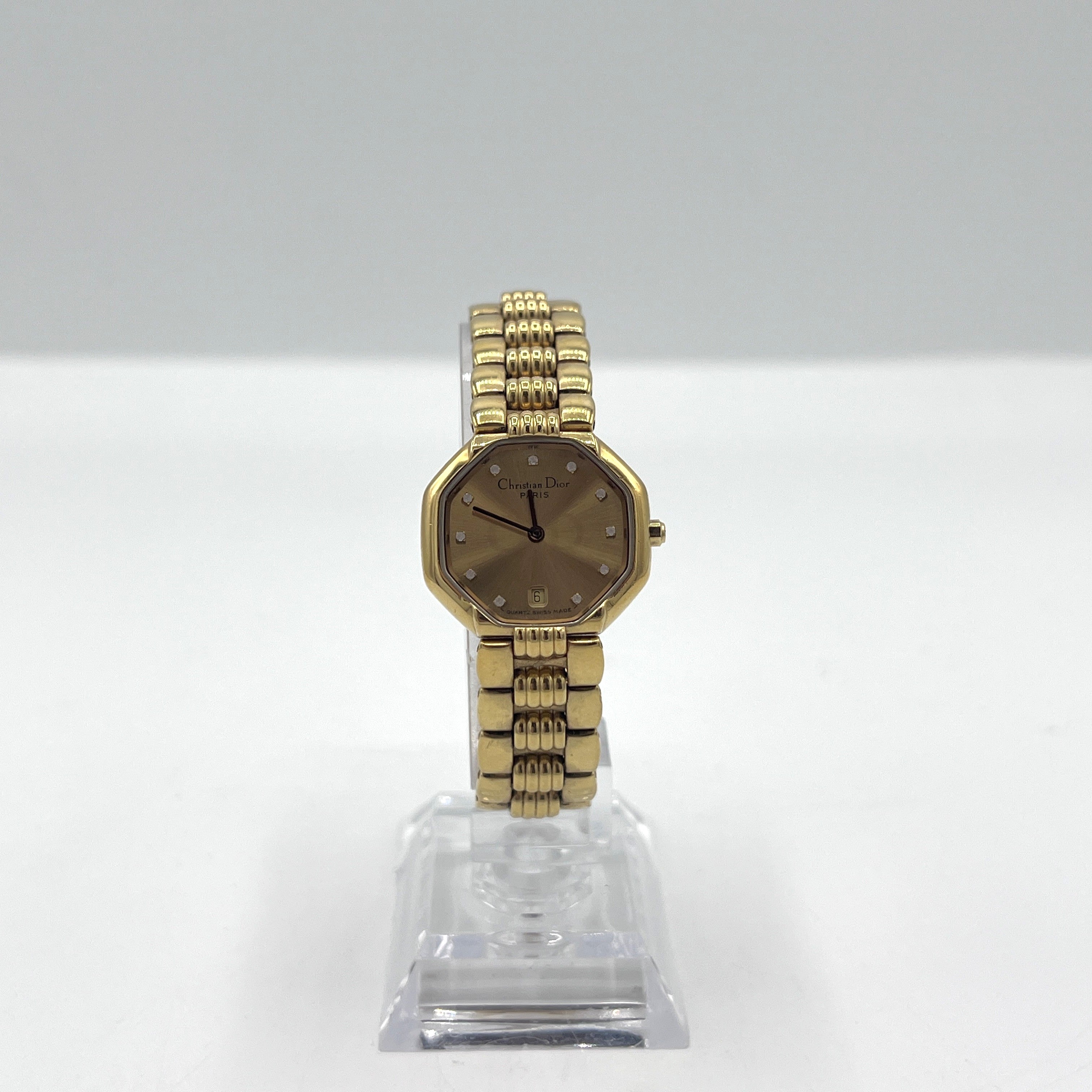 Montre DIOR Octagon plaqué or Doré