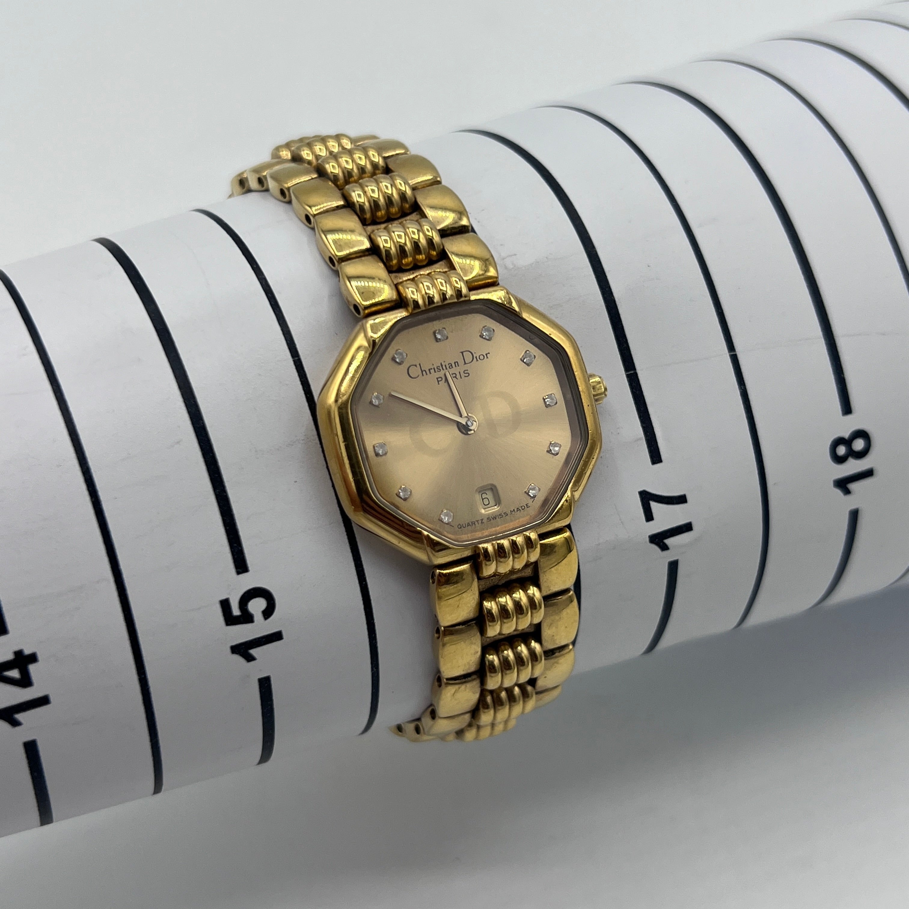 Montre DIOR Octagon plaqué or Doré