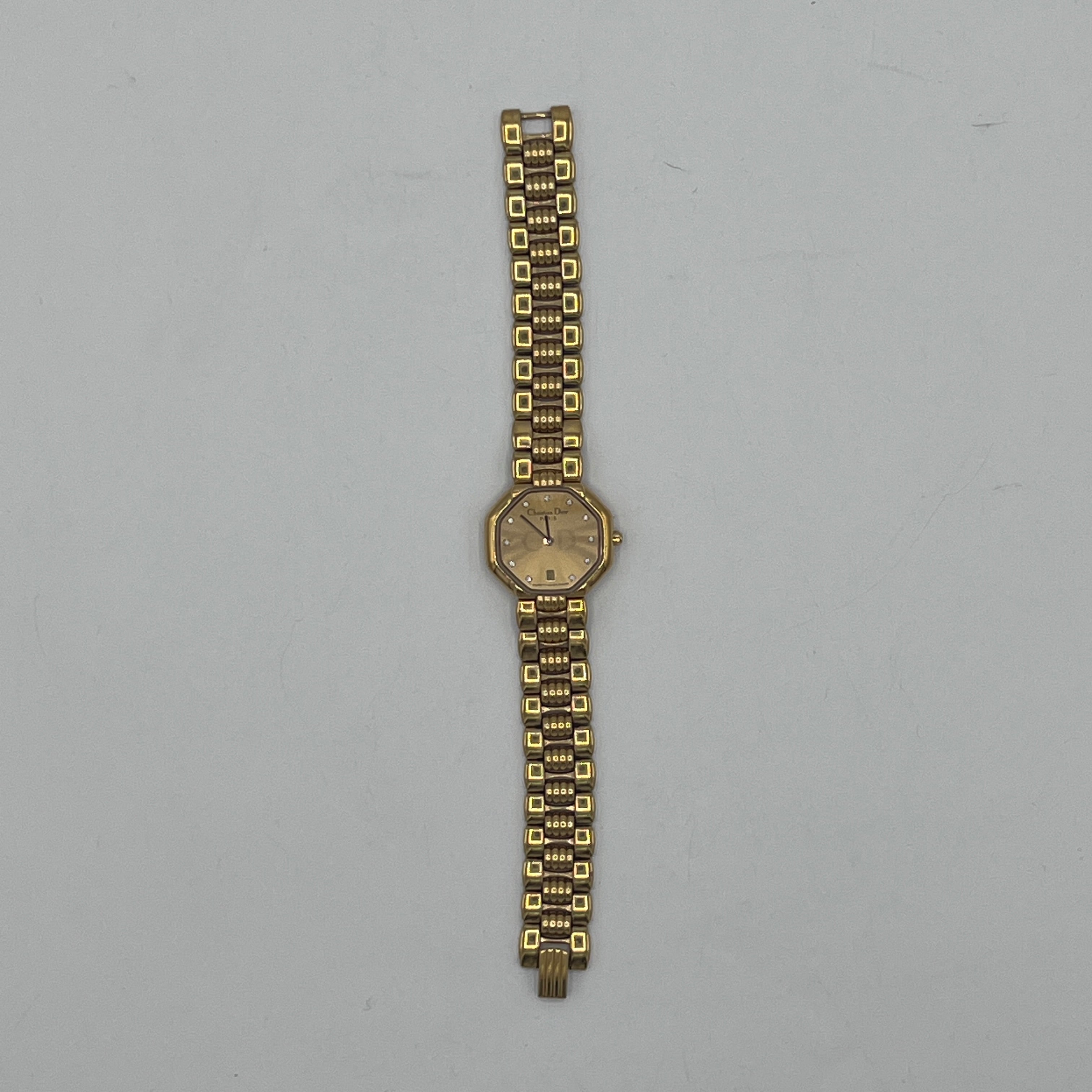 Montre DIOR Octagon plaqué or Doré