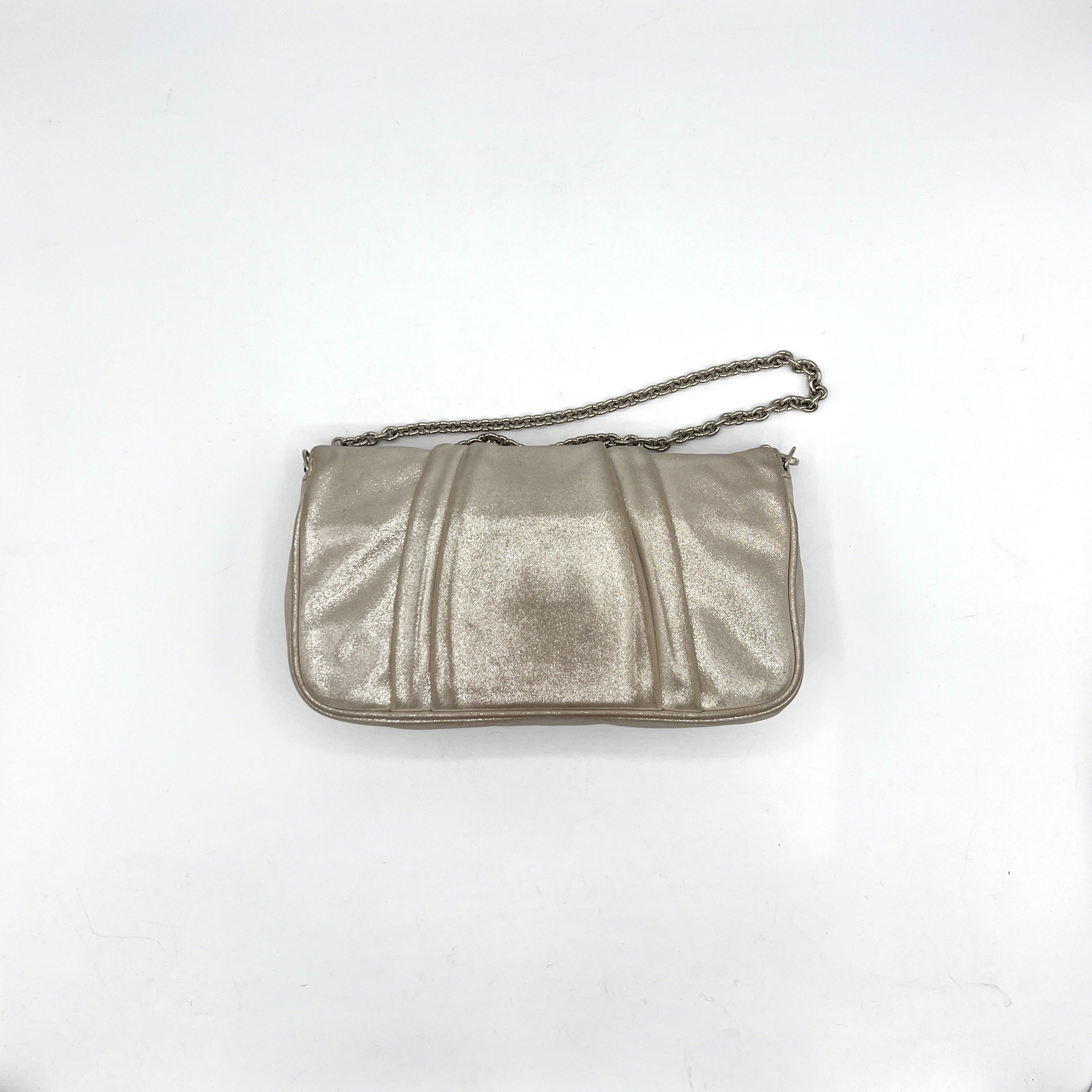 Sac à main FENDI Mettalic Mia cuir beige