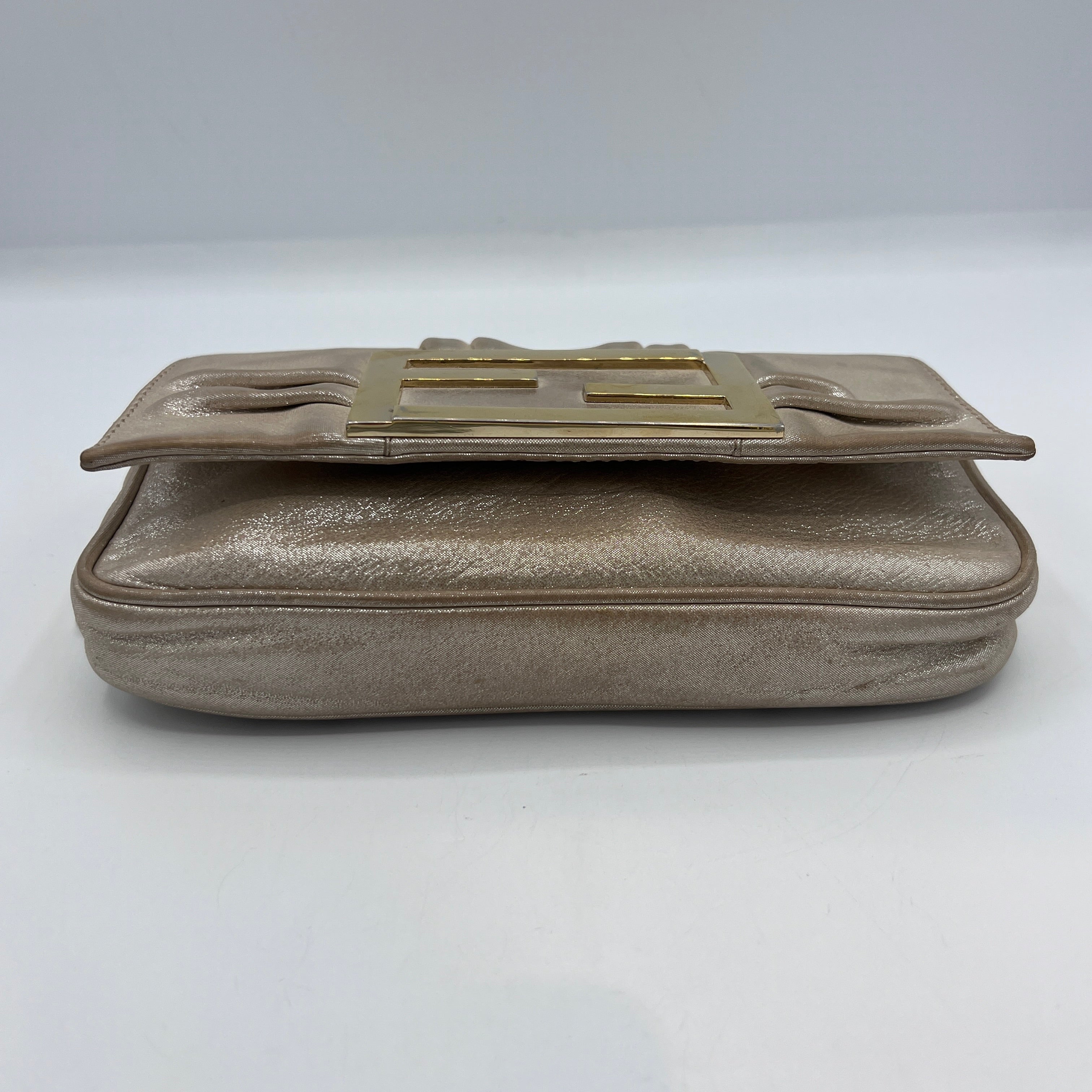 Sac à main FENDI Mettalic Mia cuir beige