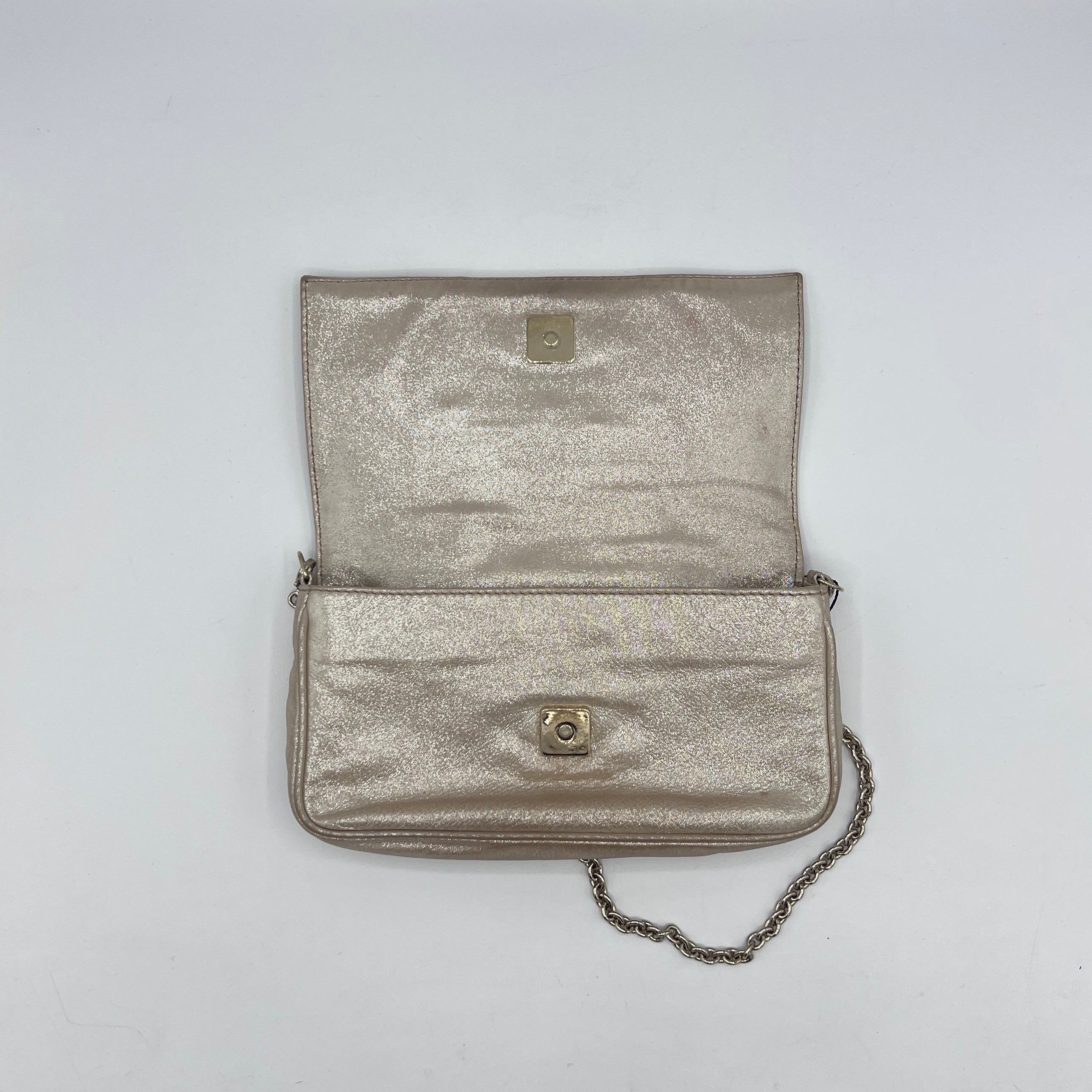 Sac à main FENDI Mettalic Mia cuir beige