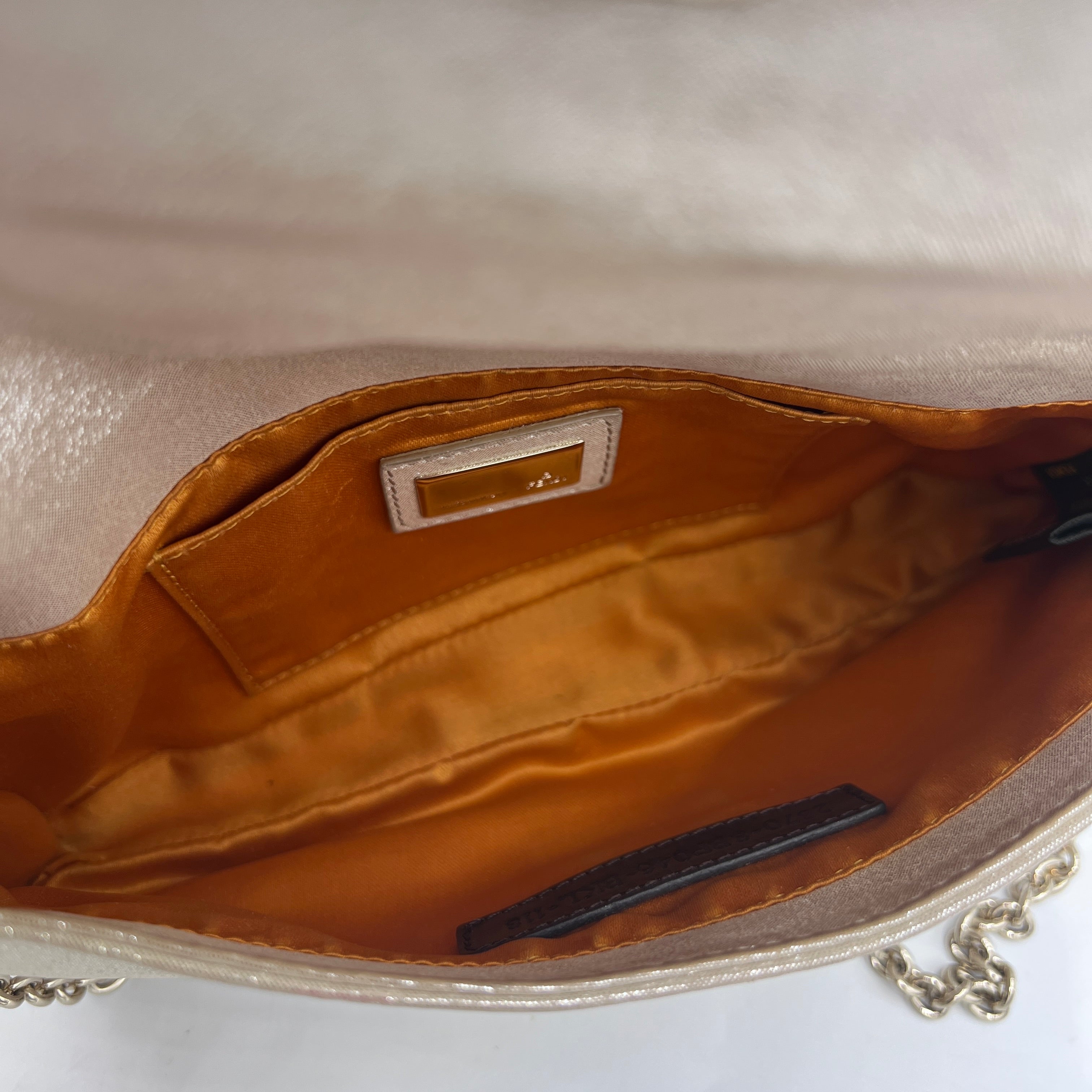 FENDI Metallic Mia handbag in beige leather