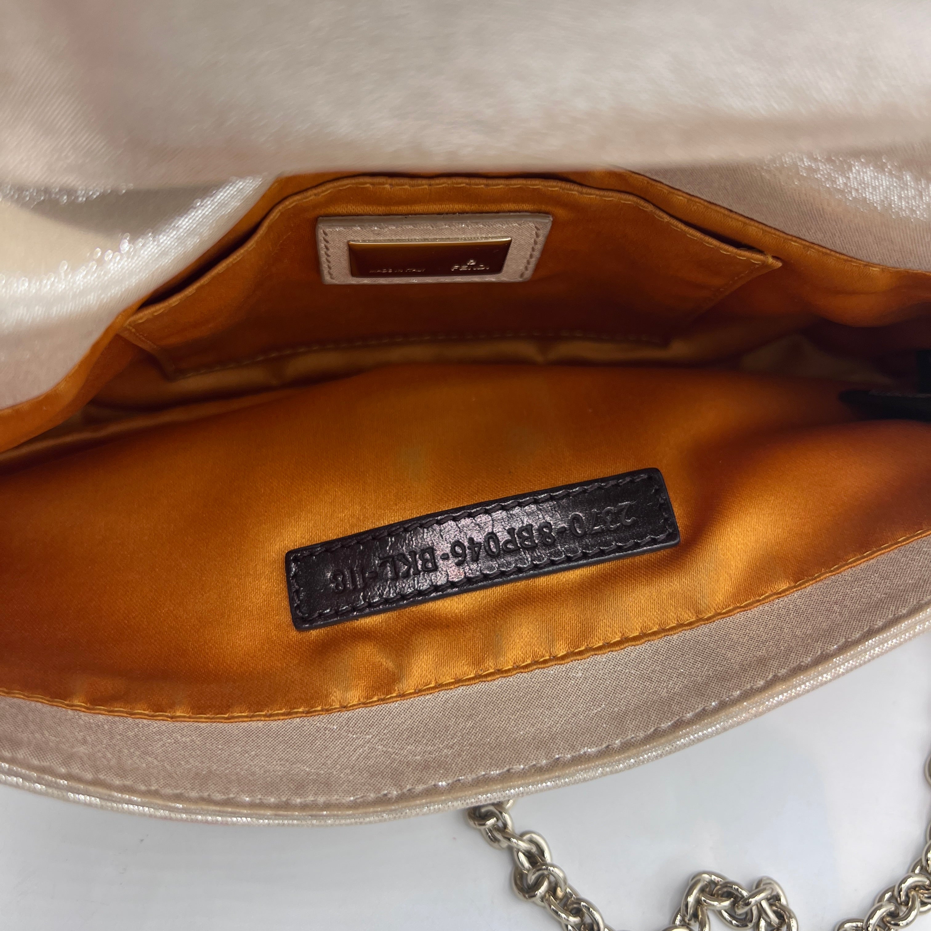 Sac à main FENDI Mettalic Mia cuir beige