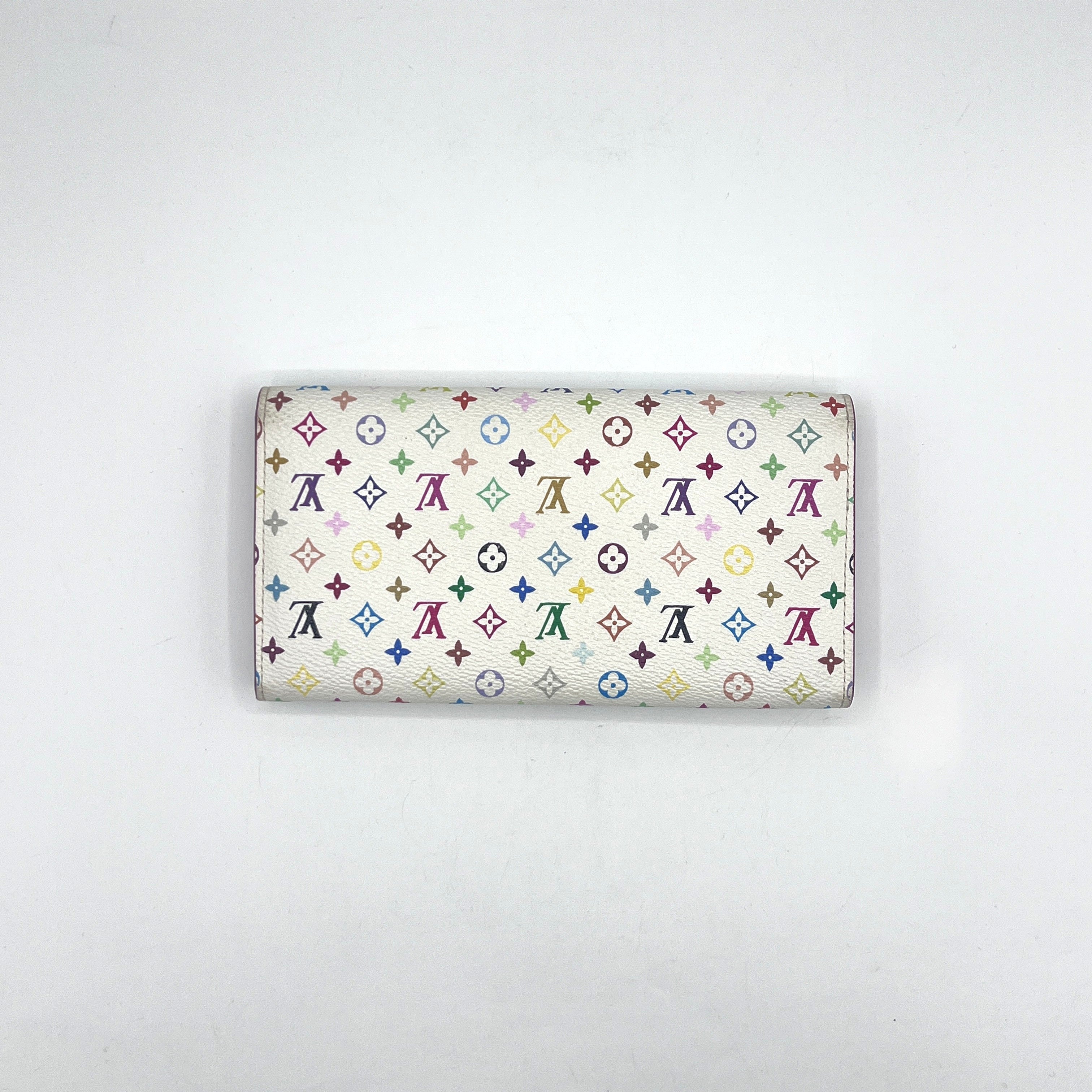 Portefeuille LOUIS VUITTON Murakami Sarah Wallet cuir blanc